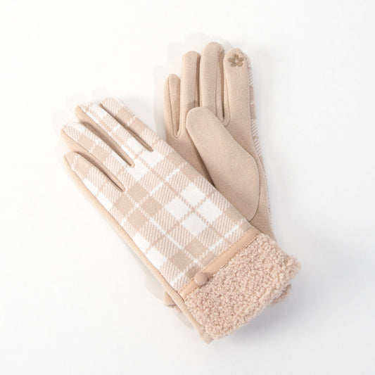 Sutton Plaid Sherpa Cuff Gloves