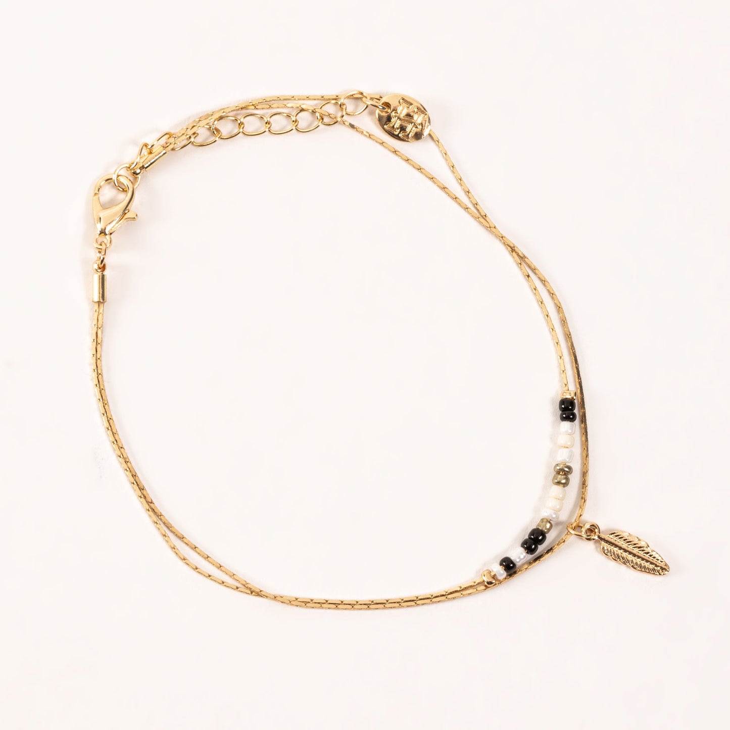 Elsie & Zoey Alexis Beaded Charm Feather Anklet