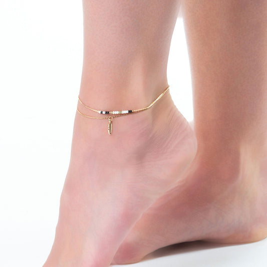 Elsie & Zoey  Alexis Beaded Charm Feather Anklet