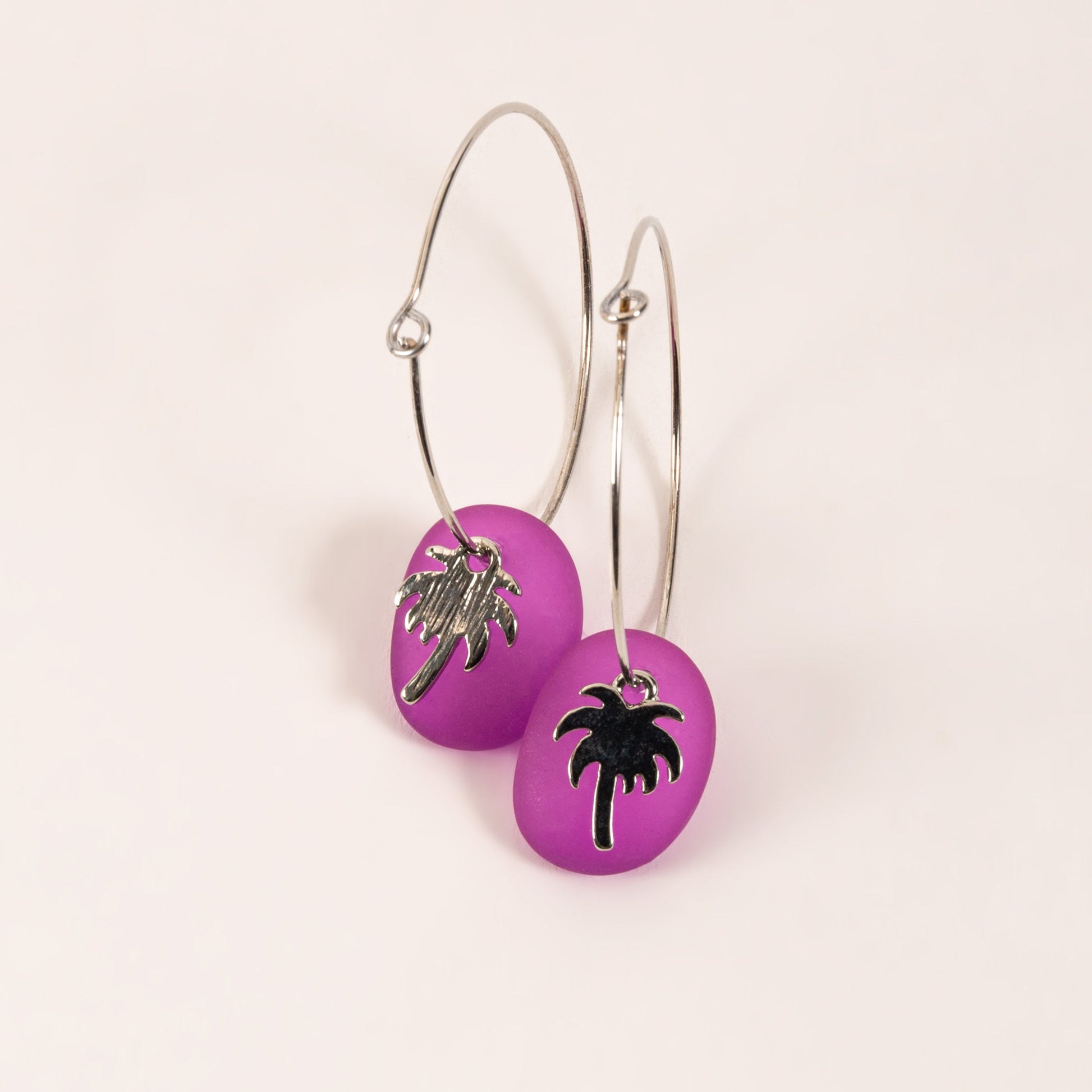 Elsie & Zoey Carmen Sea Glass Charm Palm Earrings