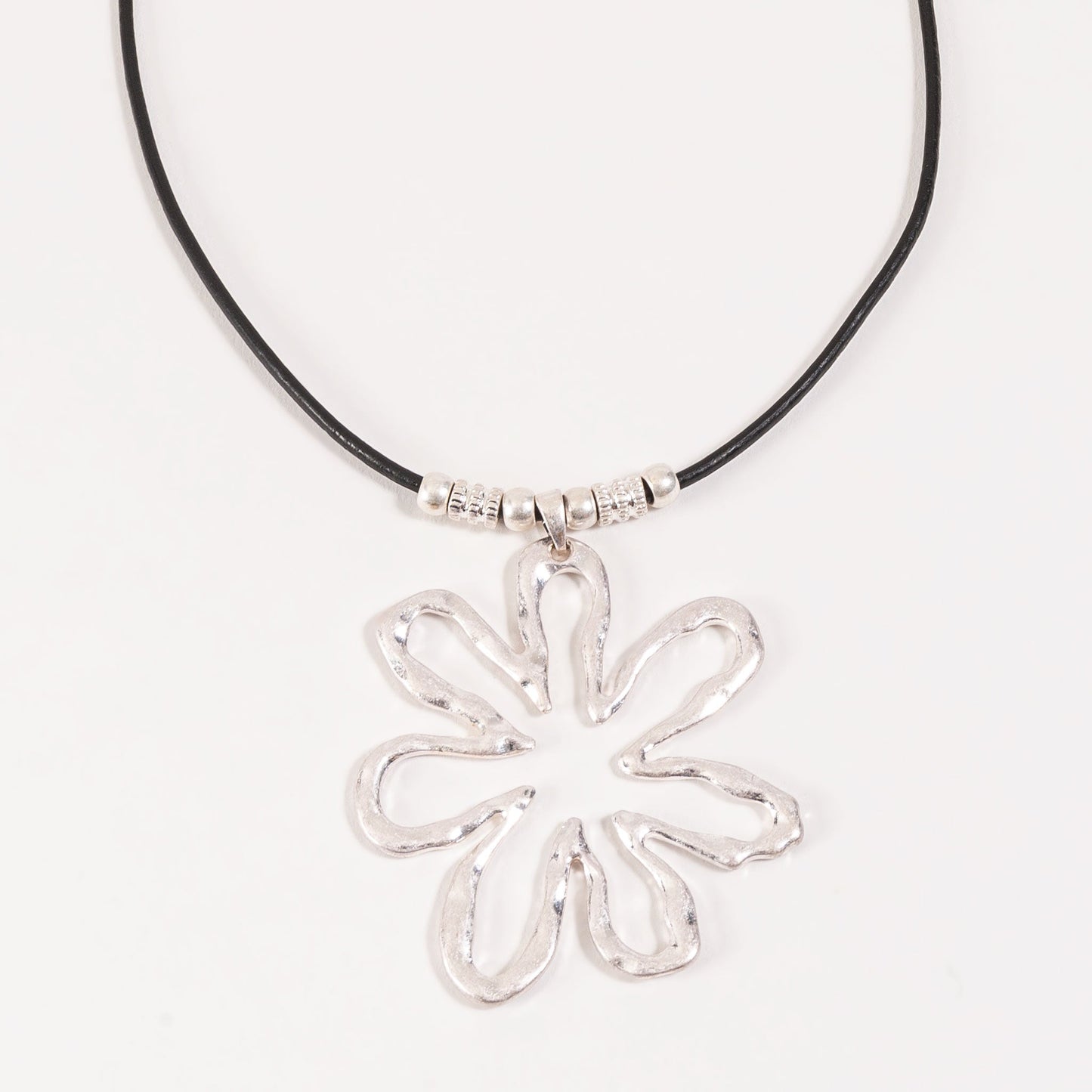 Britt Hammered Flower Pendant Necklace