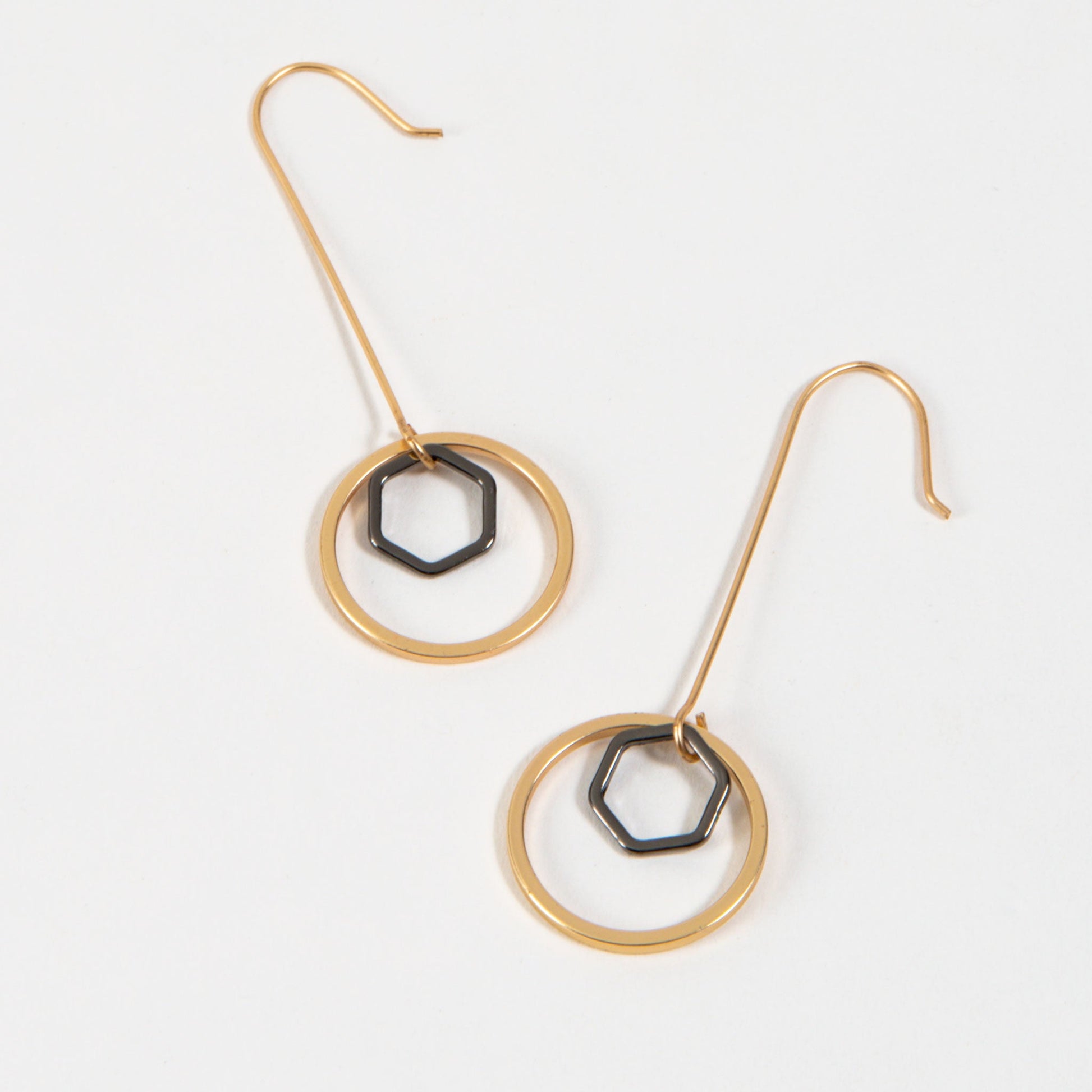 Juno Geometric Drop Hoop Earrings