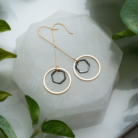 Juno Geometric Drop Hoop Earrings