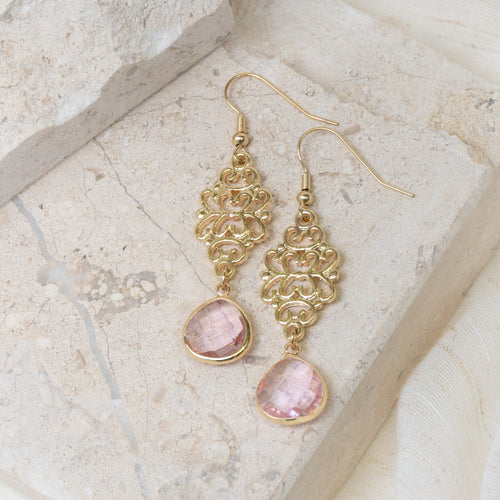 Esme Large Beaded Filigree Drop Earrings