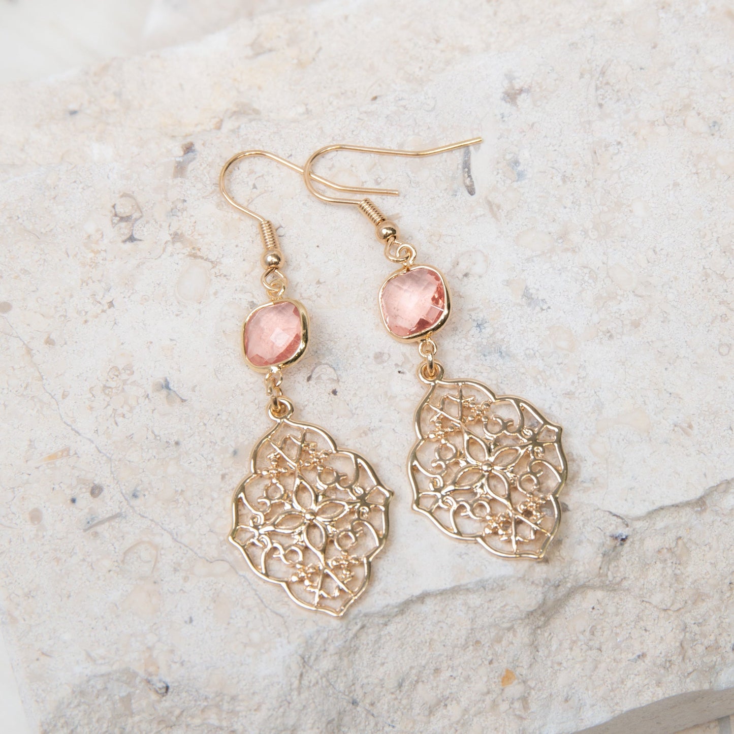 Esme Small Beaded Filigree Drop Earrings