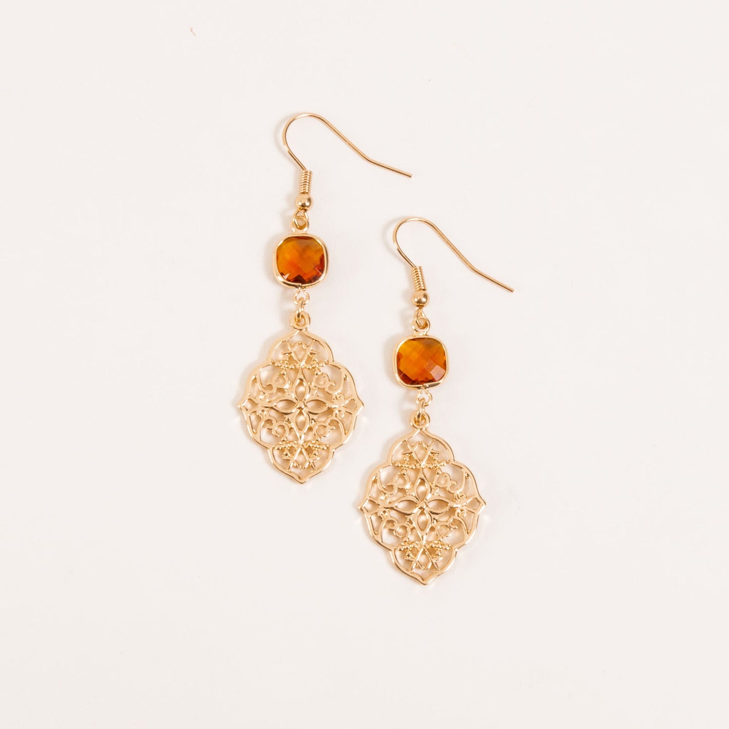 Esme Small Beaded Filigree Drop Earrings