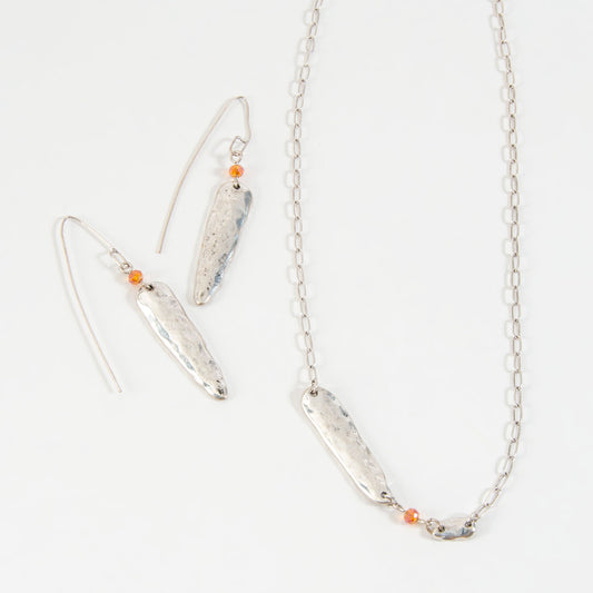 Christy Hammered Pendant Necklace & Earring Set
