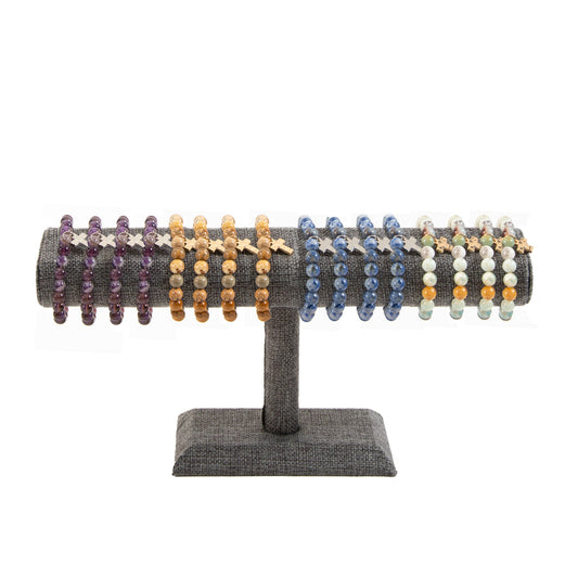 16 Piece Staci Inspiration Beaded Cross Charm Bracelet Unit With Display