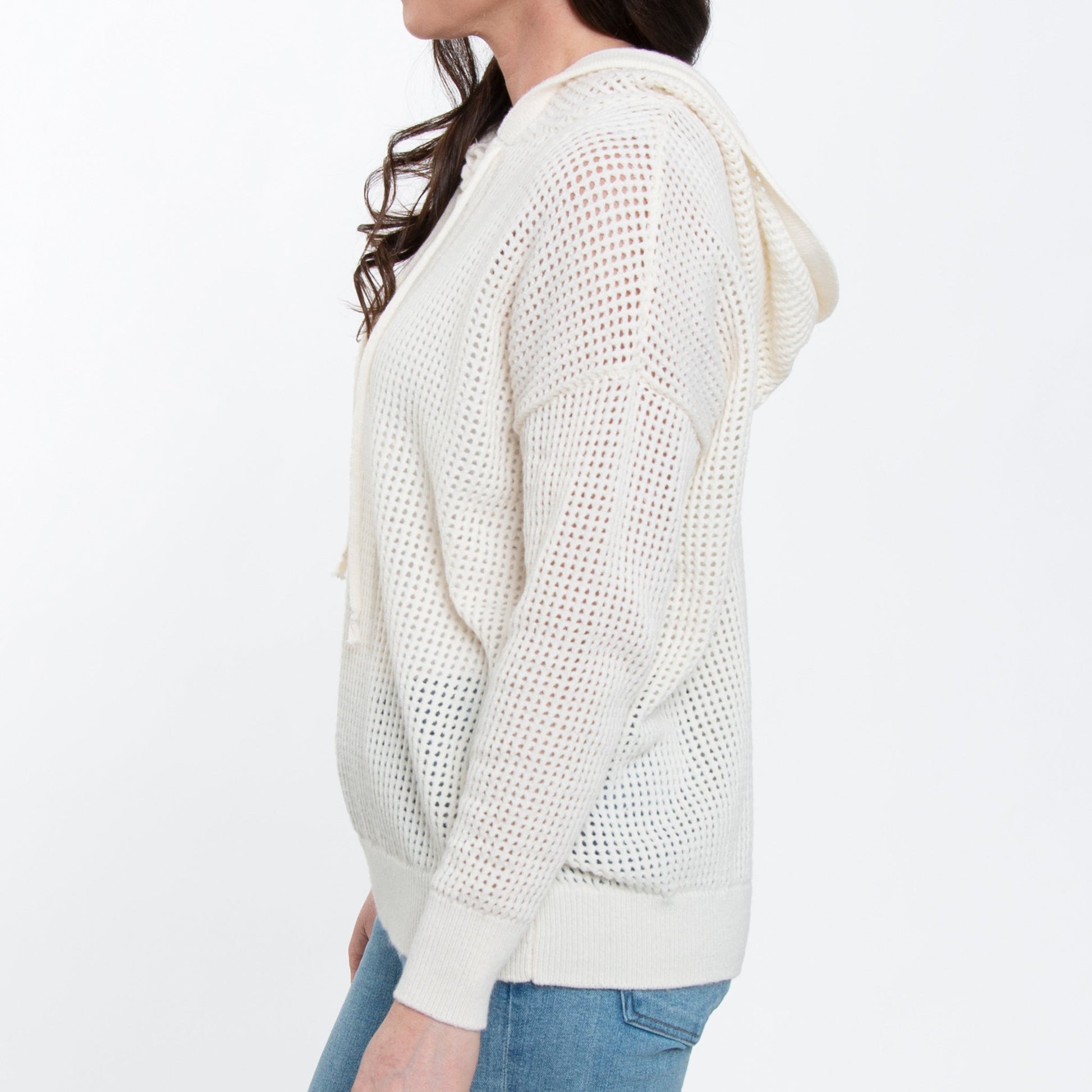 Elsie & Zoey  Women's Talullah Crochet Hooded Pullover Sweater