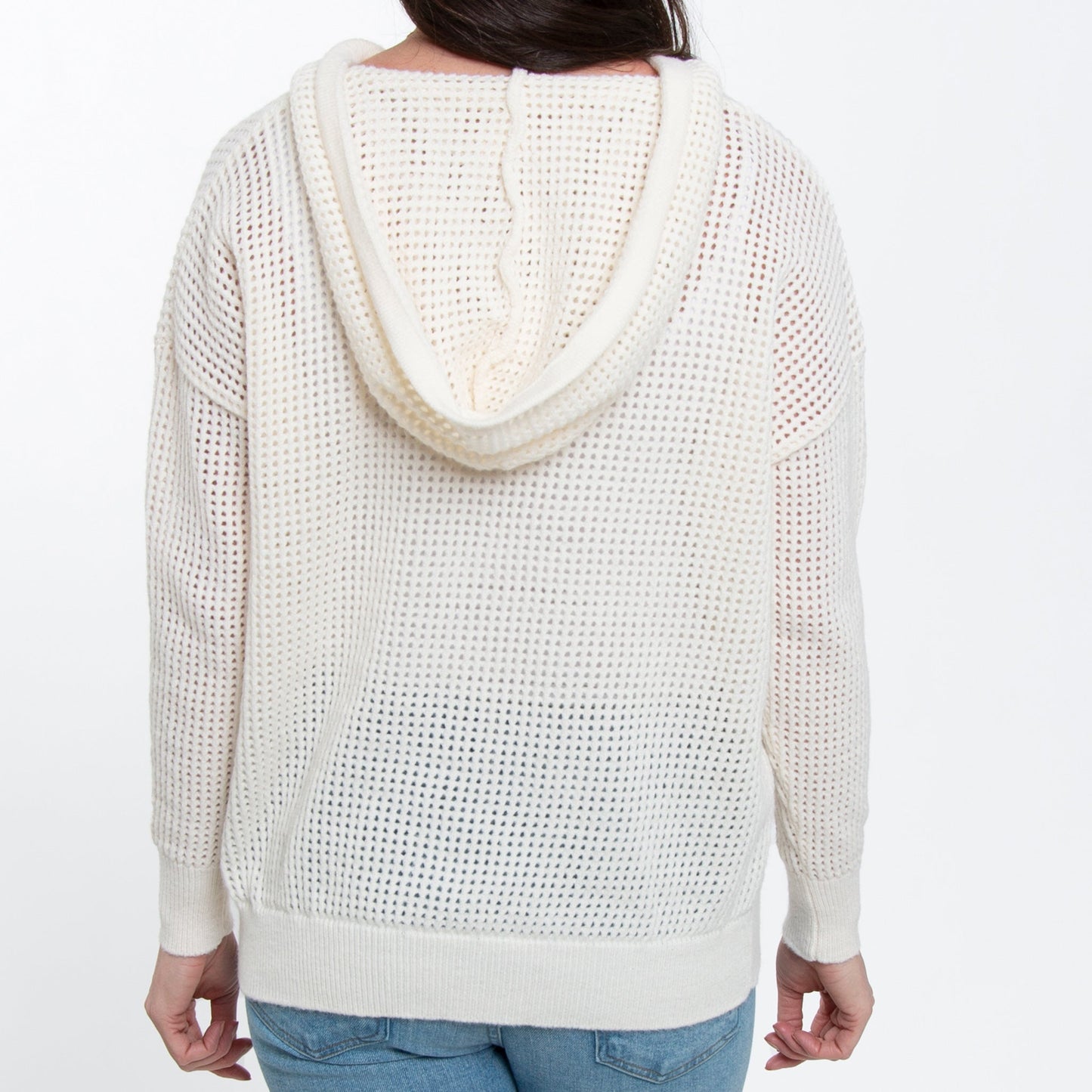 Elsie & Zoey Women's Talullah Crochet Hooded Pullover Sweater