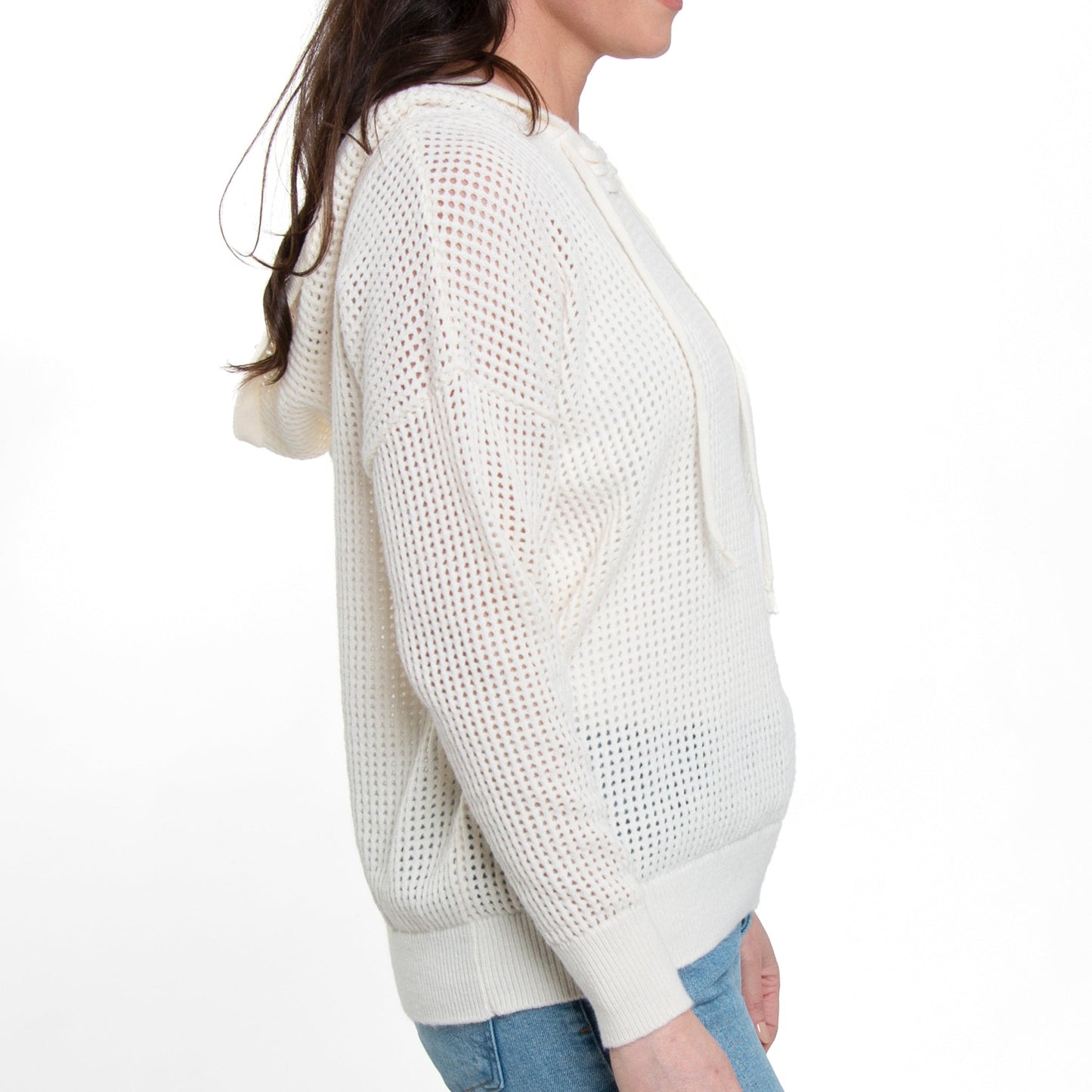 Elsie & Zoey Women's Talullah Crochet Hooded Pullover Sweater