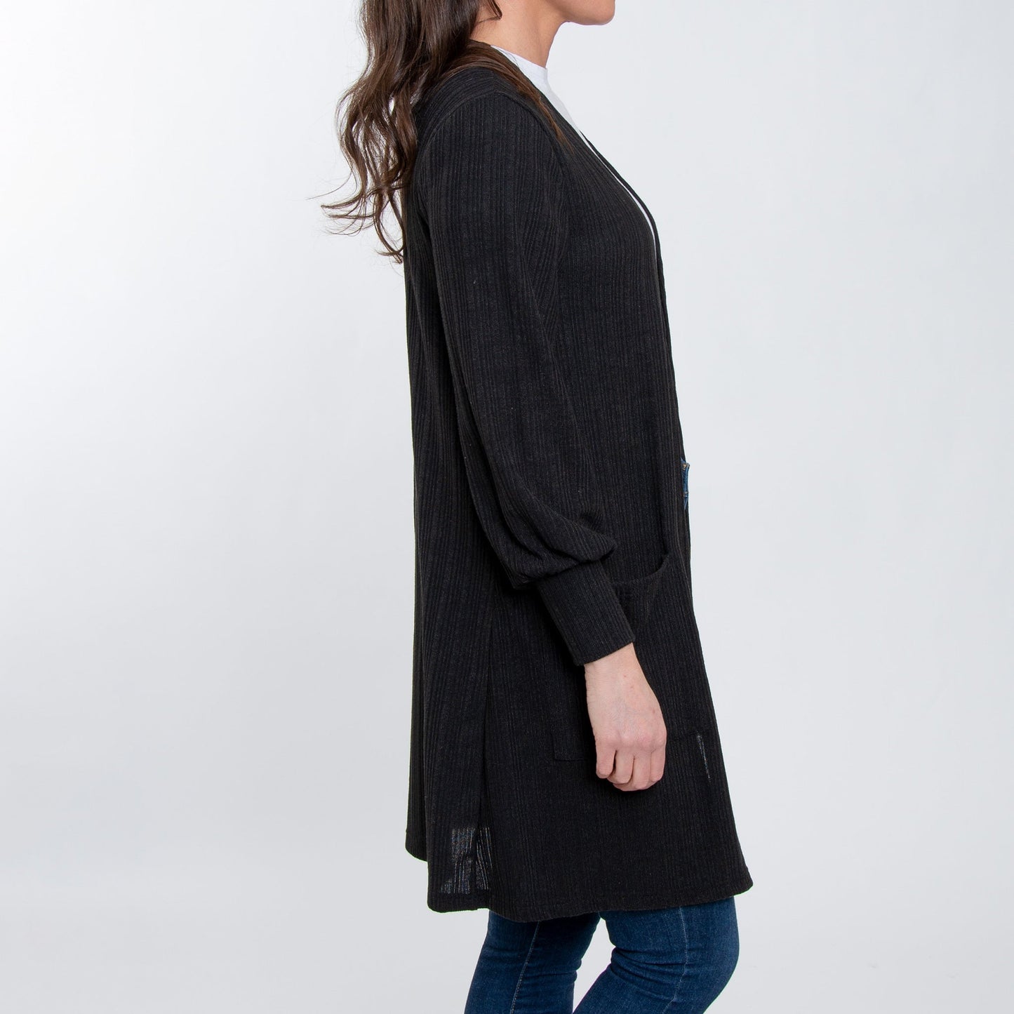 Elsie & Zoey Women's Maxx Bishop Sleeve Ribbed Cardigan