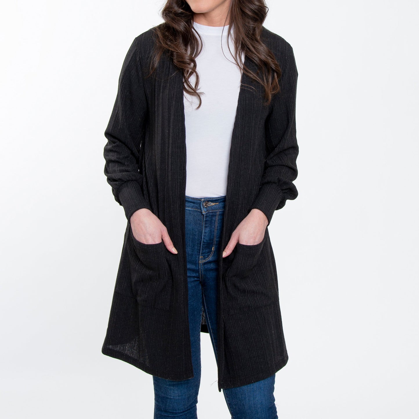 Elsie & Zoey Women's Maxx Bishop Sleeve Ribbed Cardigan