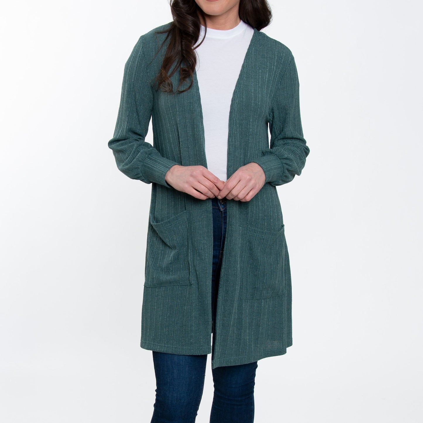 Elsie & Zoey Women's Maxx Bishop Sleeve Ribbed Cardigan