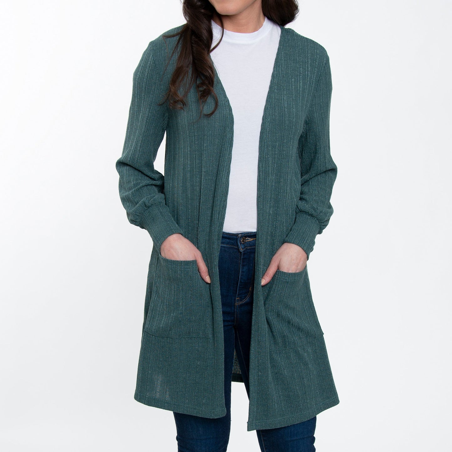 Elsie & Zoey Women's Maxx Bishop Sleeve Ribbed Cardigan
