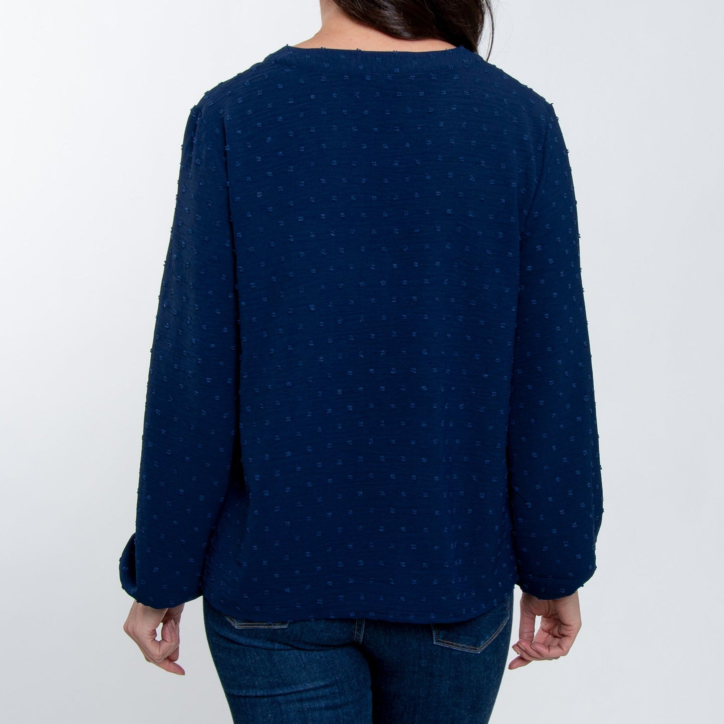 Elsie & Zoey Women's Perrie Swiss Dot Peasant Blouse