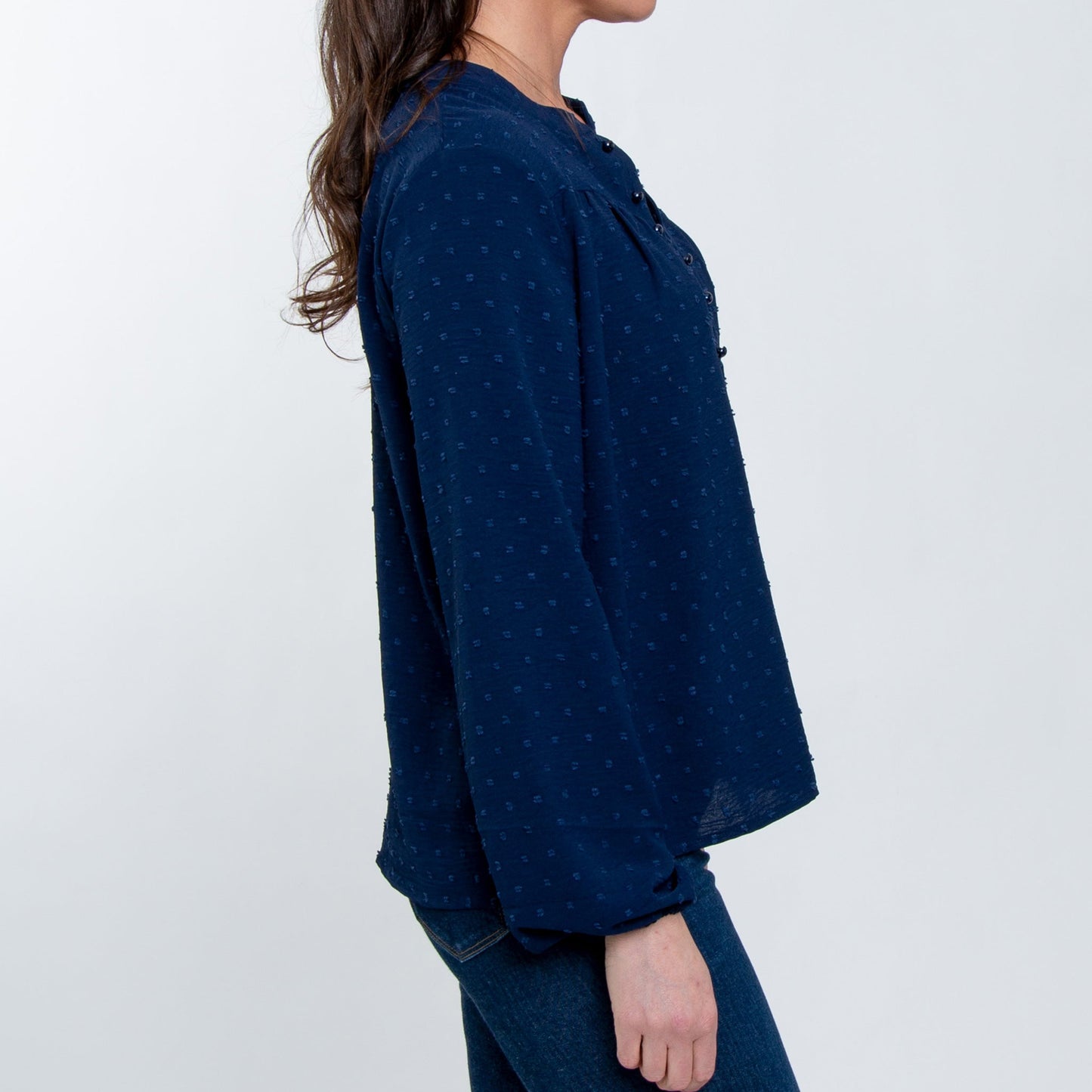 Elsie & Zoey Women's Perrie Swiss Dot Peasant Blouse