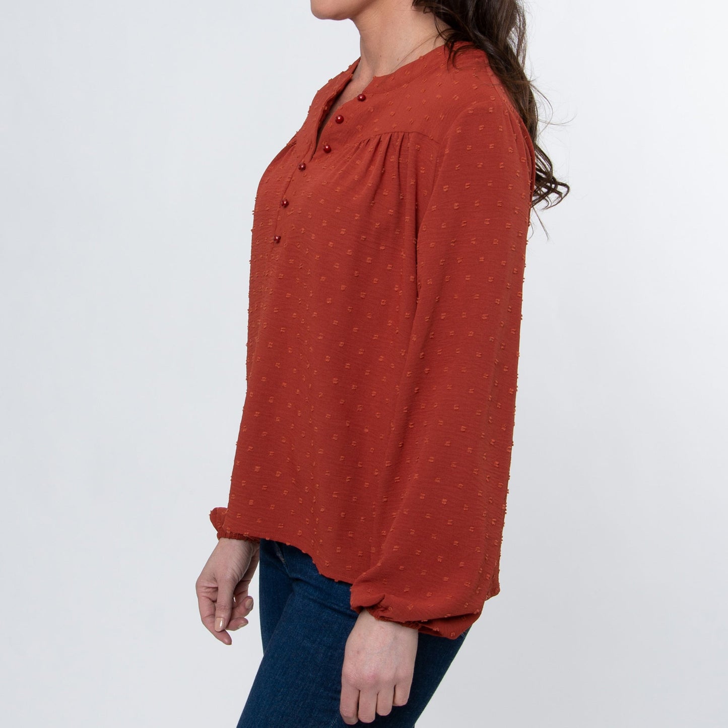 Elsie & Zoey Women's Perrie Swiss Dot Peasant Blouse