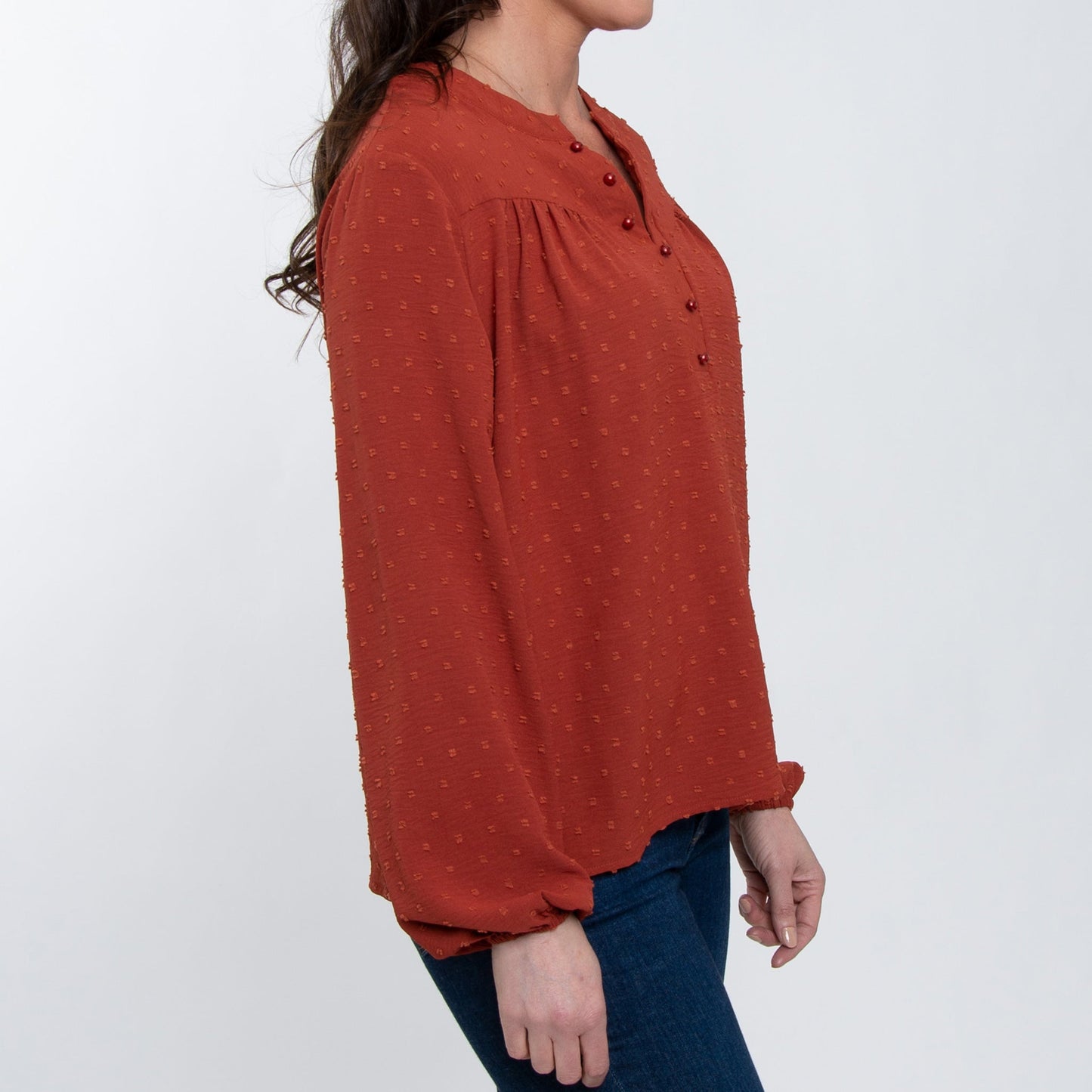 Elsie & Zoey Women's Perrie Swiss Dot Peasant Blouse