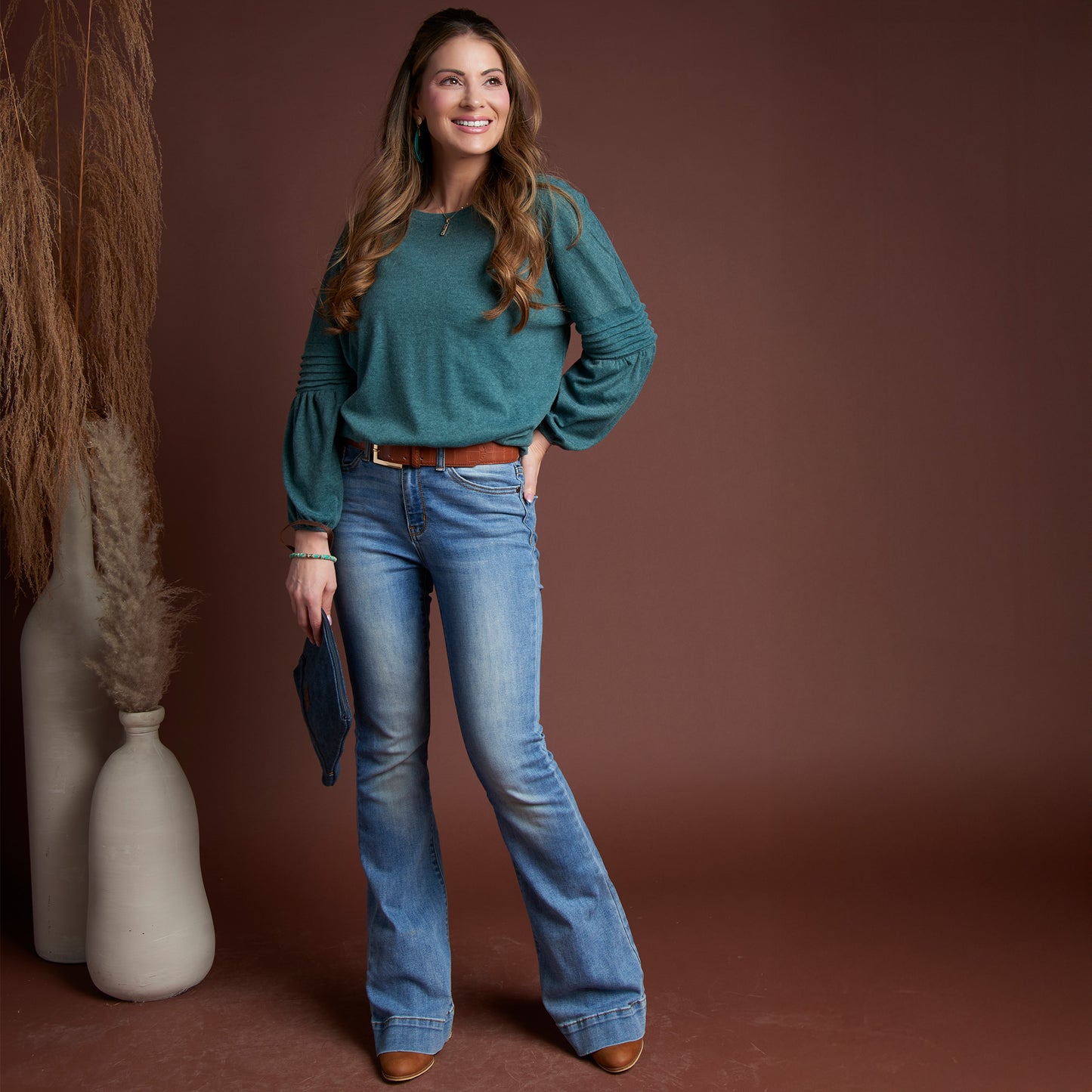 Carson Pleated Bishop Sleeve Top
