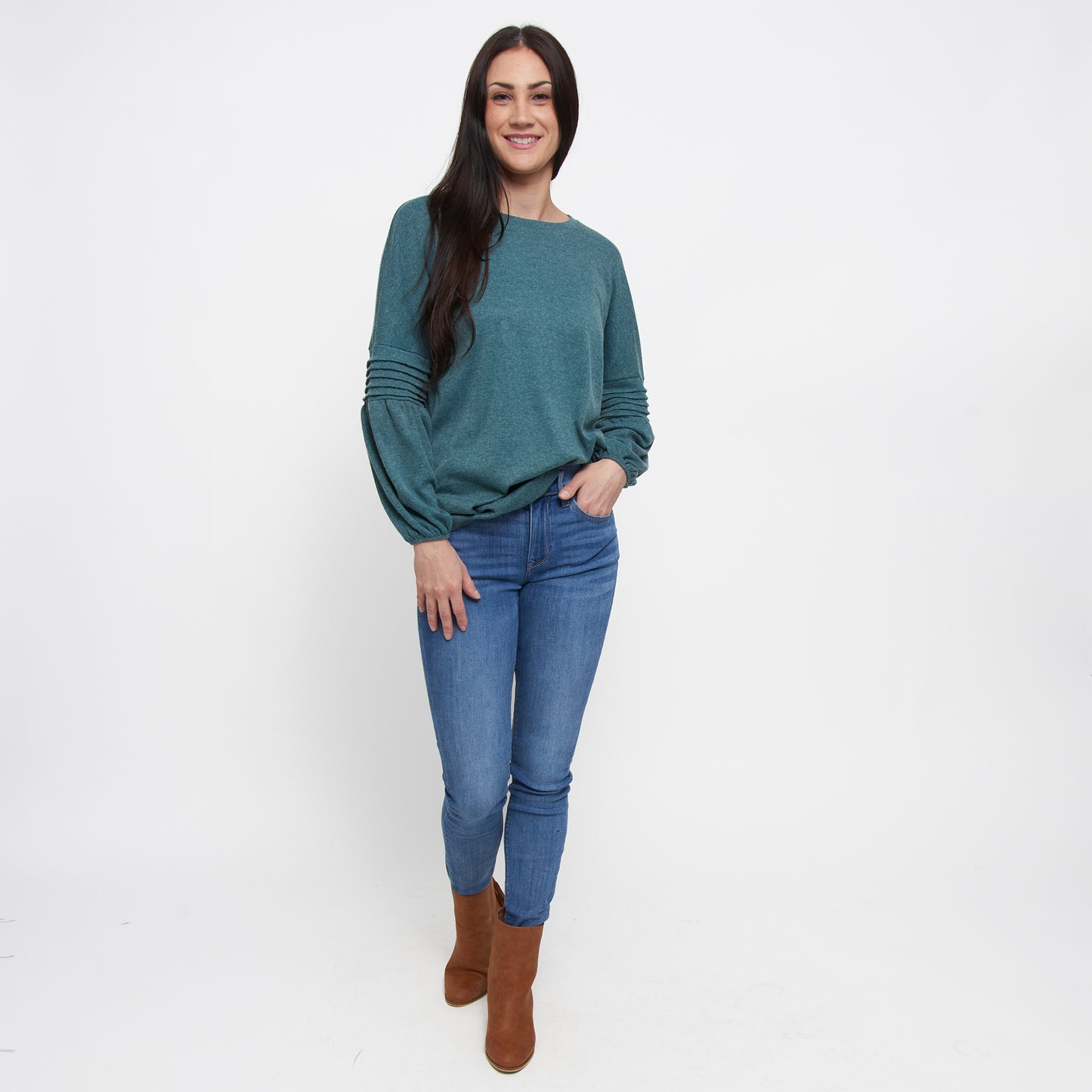 Carson Pleated Bishop Sleeve Top