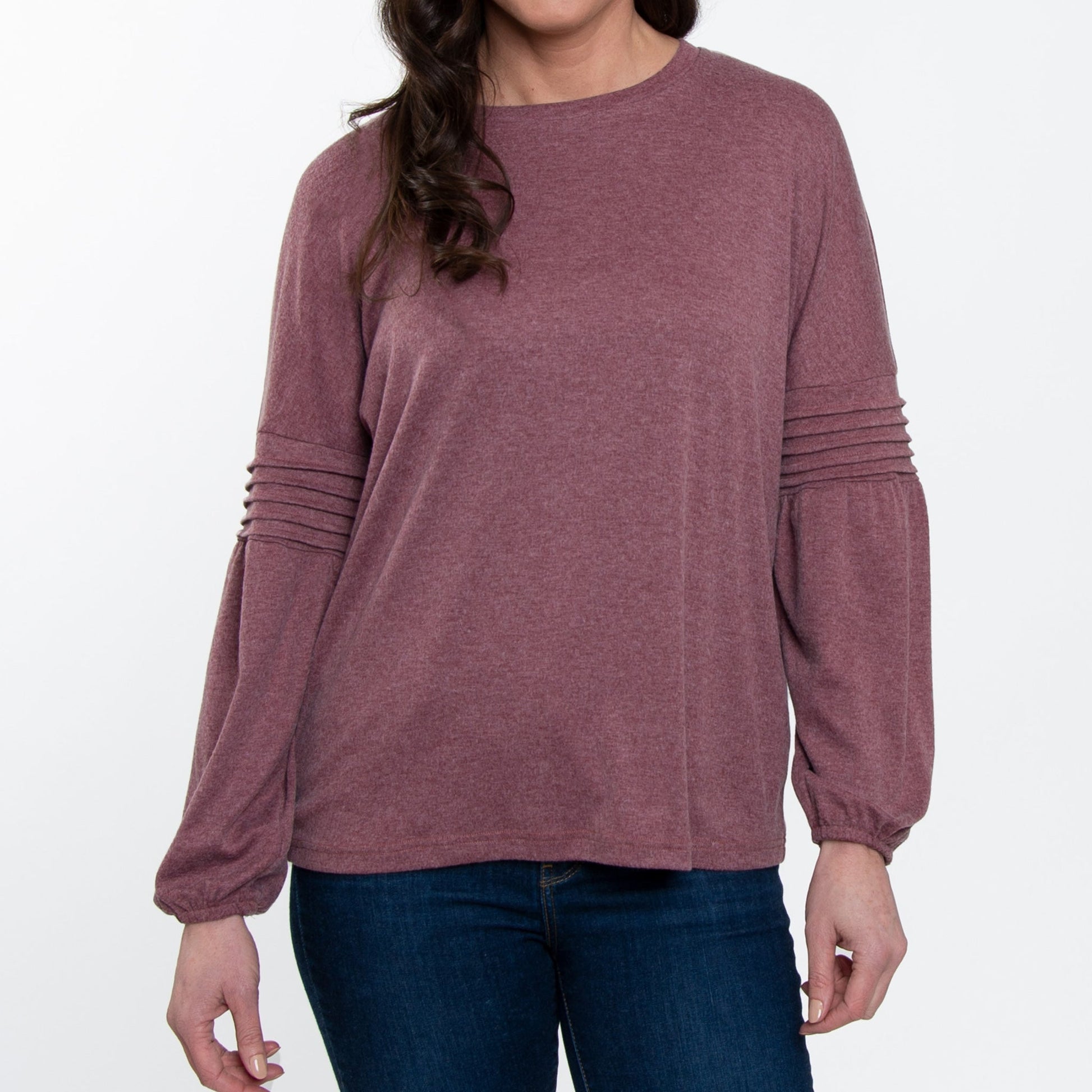 Elsie & Zoey  Women's Carson Pleated Bishop Sleeve Top