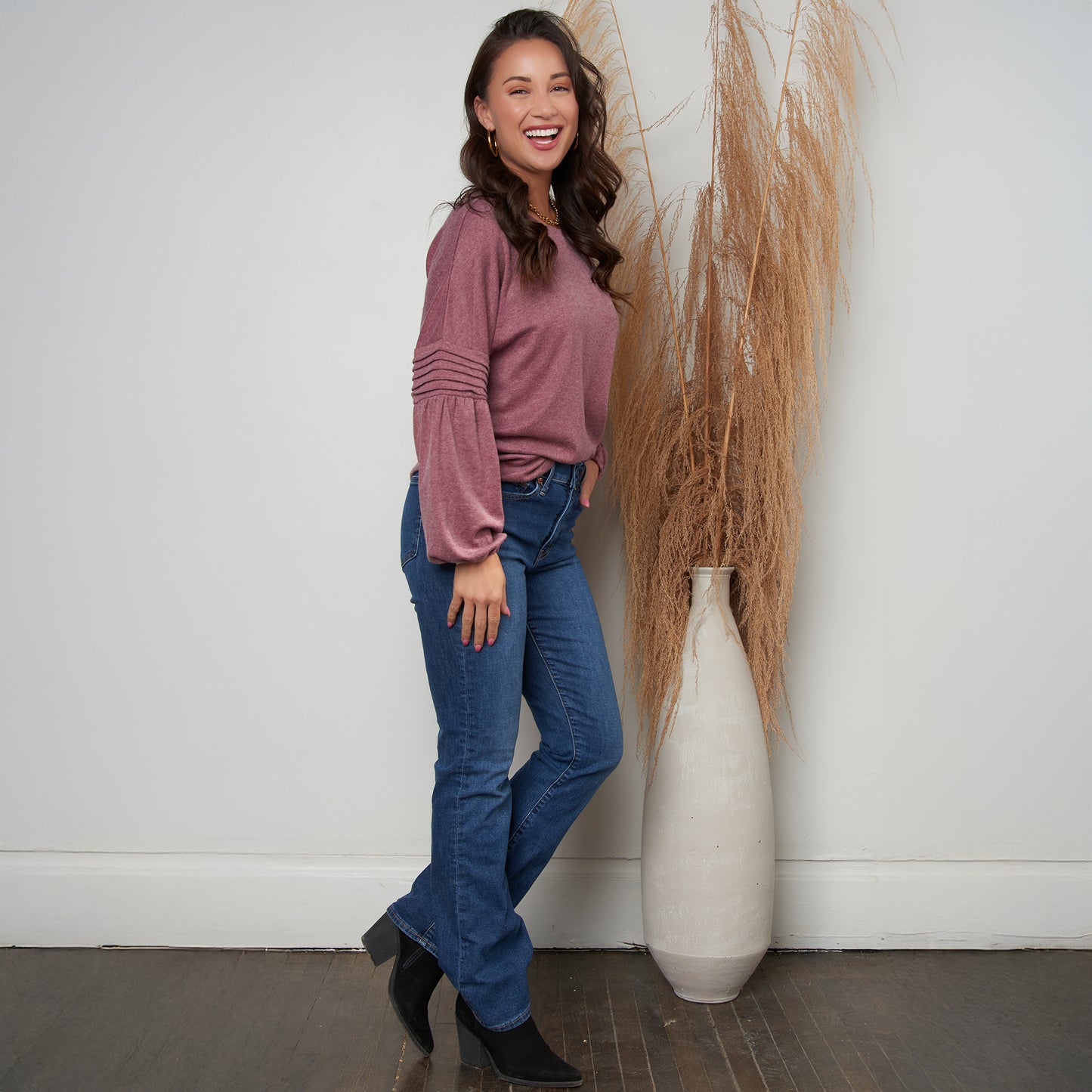 Carson Pleated Bishop Sleeve Top
