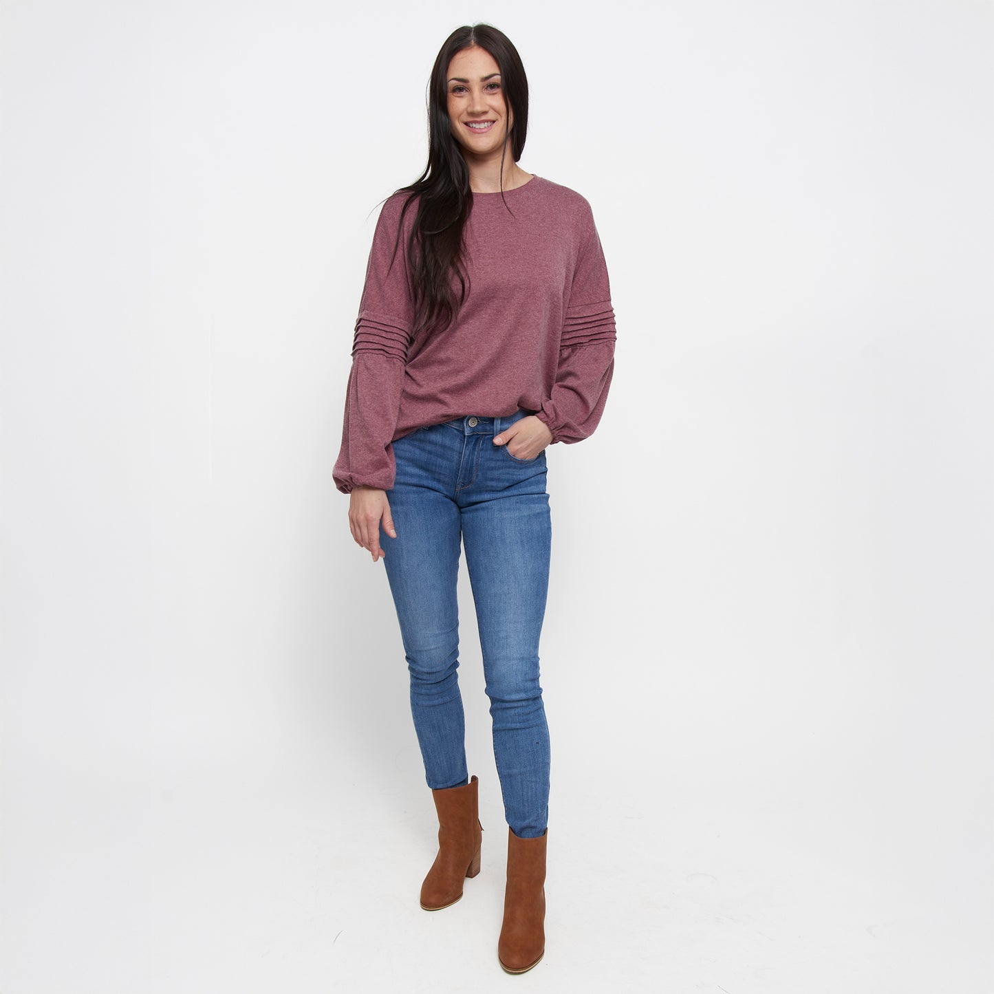 Carson Pleated Bishop Sleeve Top