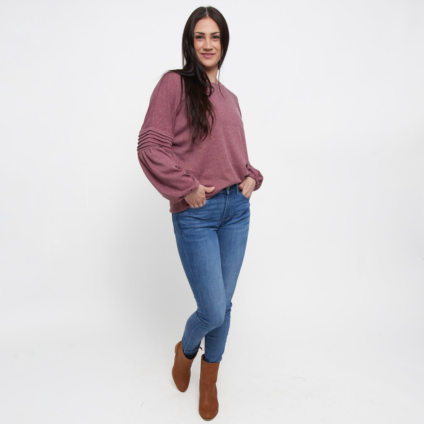 Carson Pleated Bishop Sleeve Top