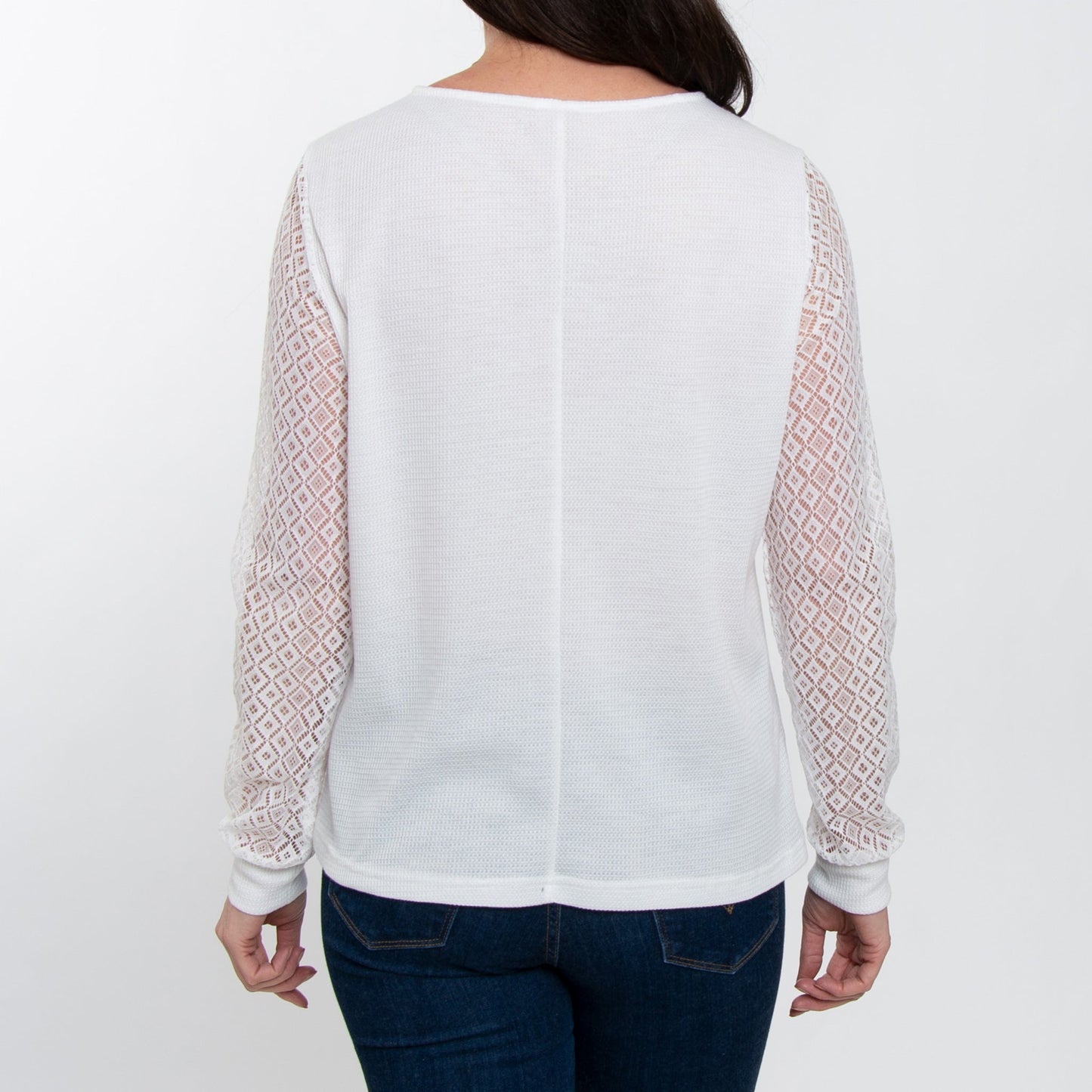 Elsie & Zoey Women's Dru Lace Sleeve V-Neck Thermal Top