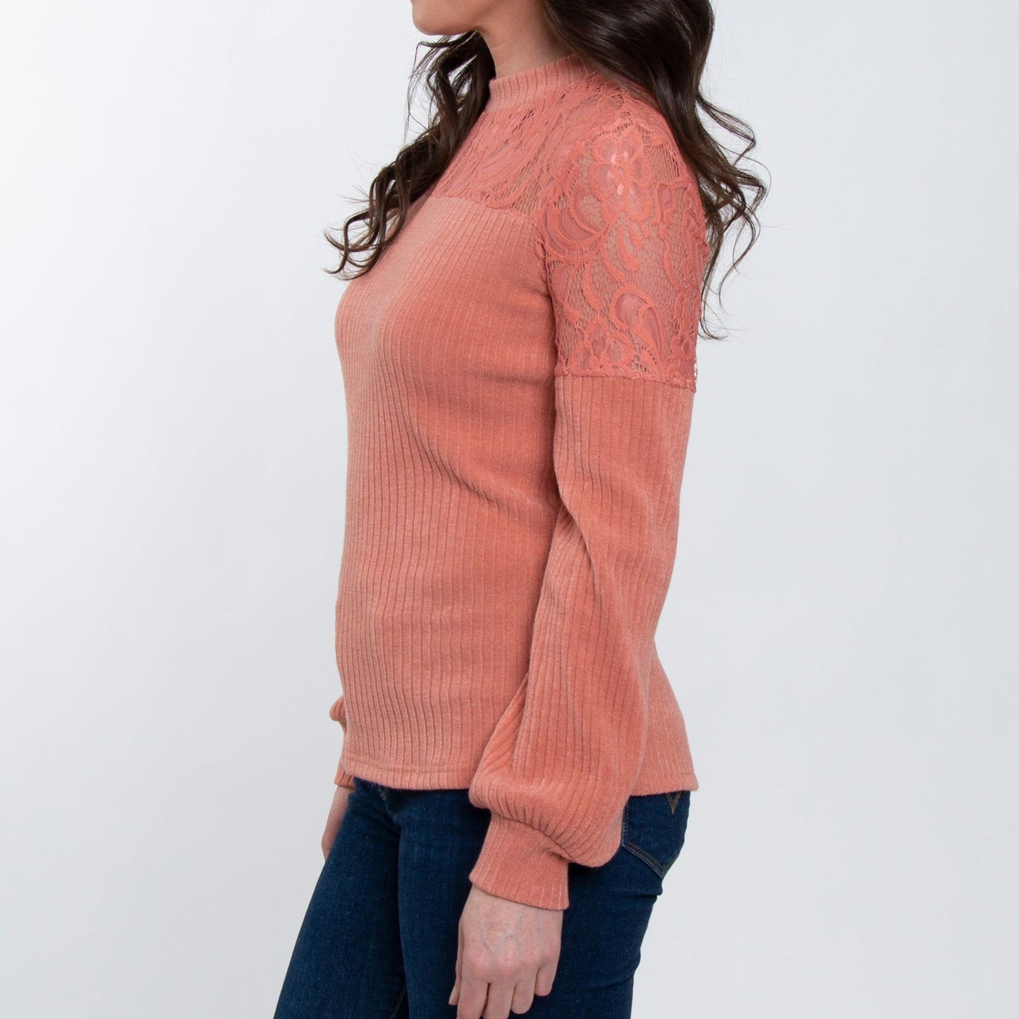 Elsie & Zoey Women's Jaylyn Ribbed Bishop Sleeve Top