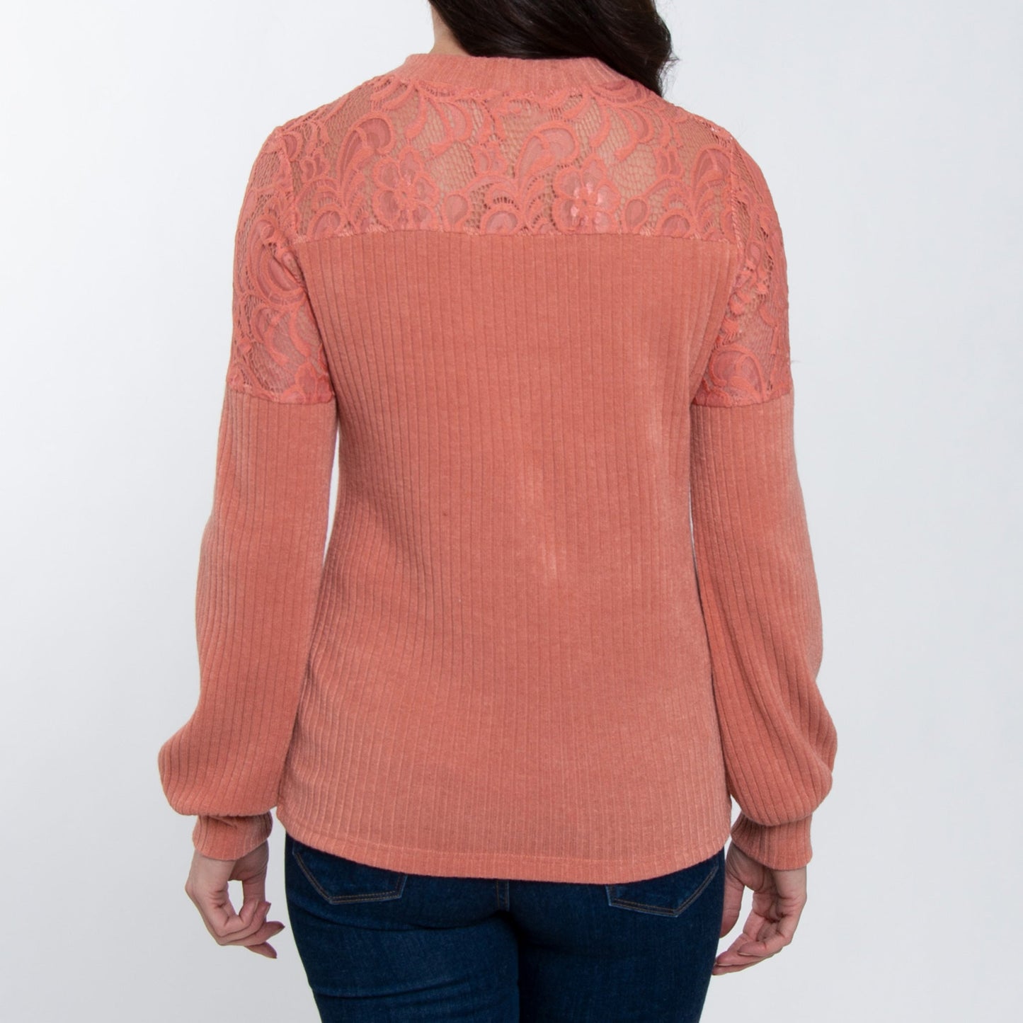 Elsie & Zoey Women's Jaylyn Ribbed Bishop Sleeve Top