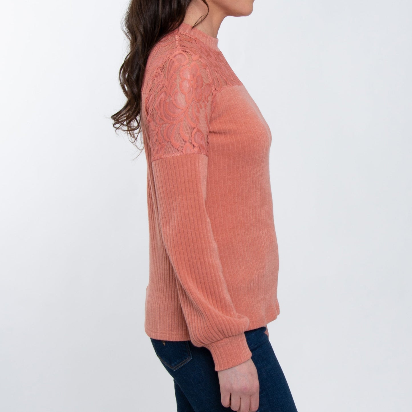 Elsie & Zoey Women's Jaylyn Ribbed Bishop Sleeve Top