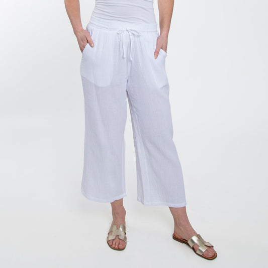 Elsie & Zoey  Women's Resortwear Monroe Gauze Wide Leg Cropped Pants