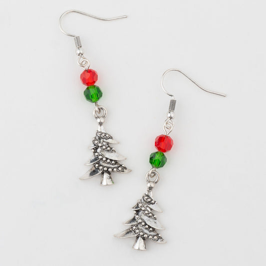 Holiday Christmas Tree Beaded Earrings