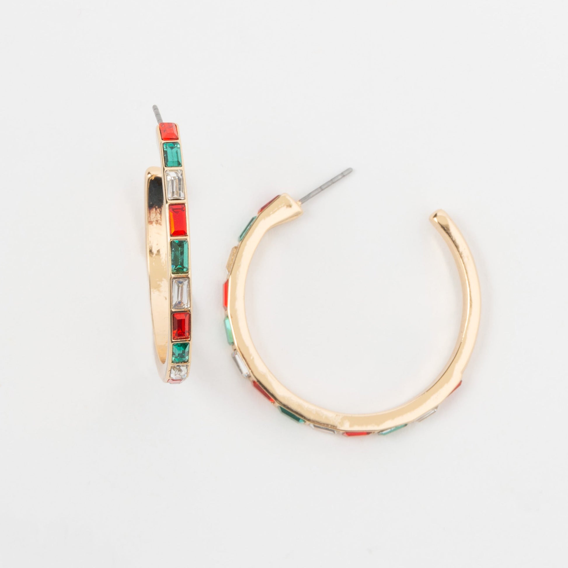 Holiday Baguette Hoop Earrings