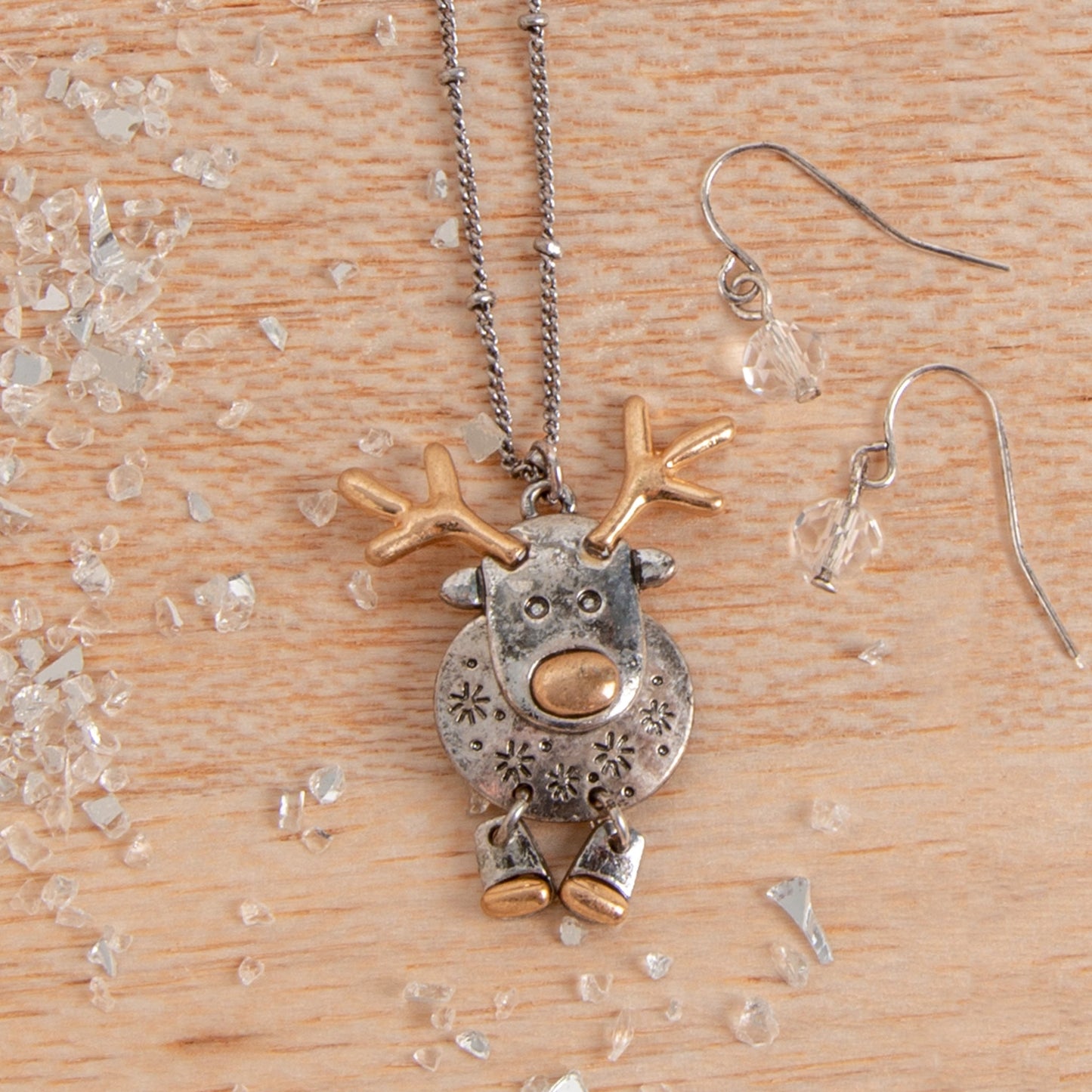 Eve Dainty Reindeer Pendant Necklace & Earring Set