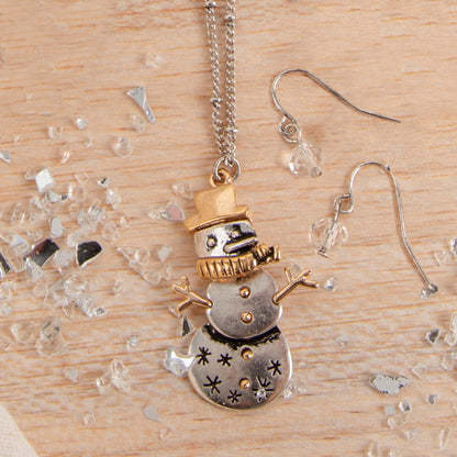 Eve Dainty Snowman Pendant Necklace & Earring Set