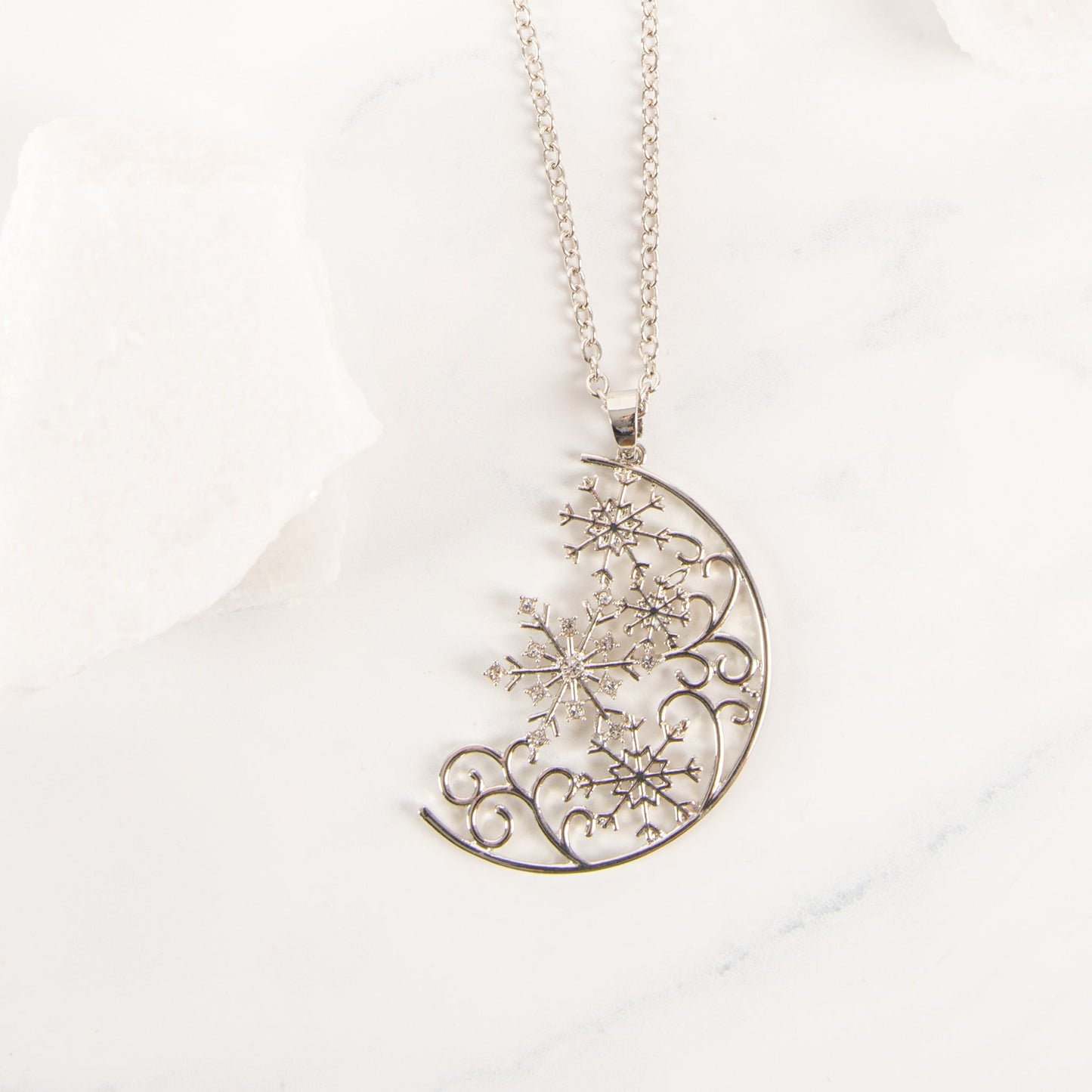Nico Snowflake Crescent Moon Pendant Necklace