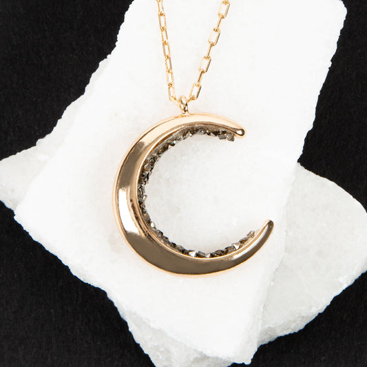Samara Crystal Moon Pendant Necklace