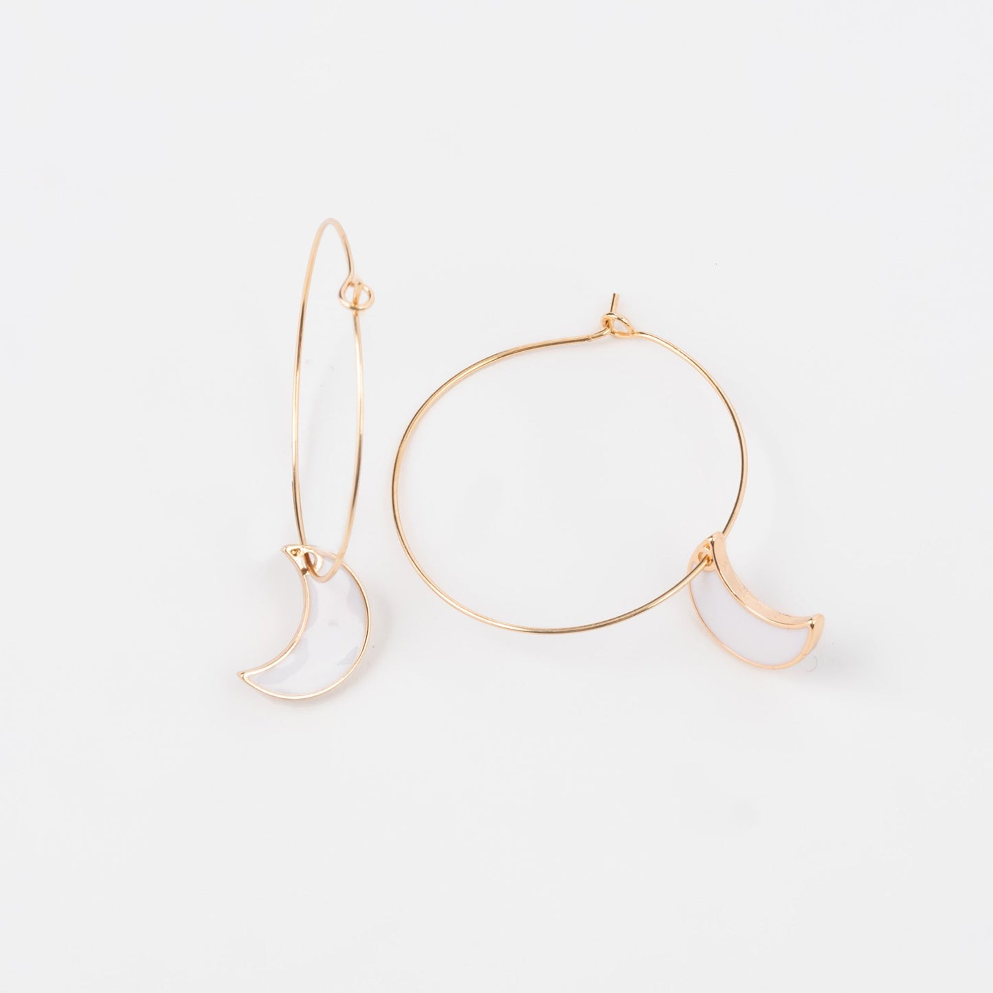 Moon Charm Hoop Earrings