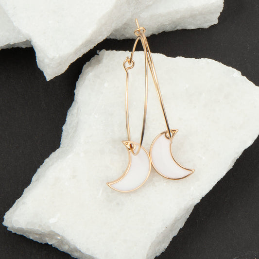 Moon Charm Hoop Earrings