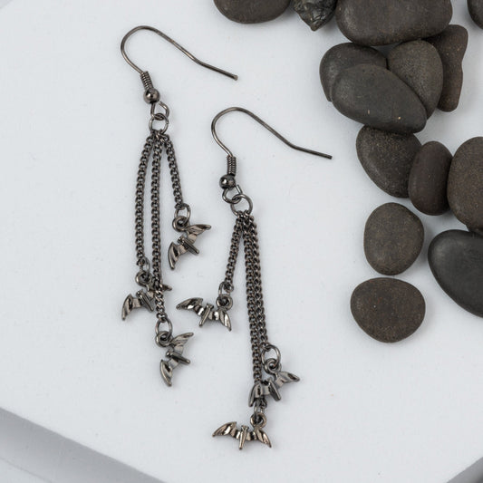 Bat Charm Chandelier Earrings