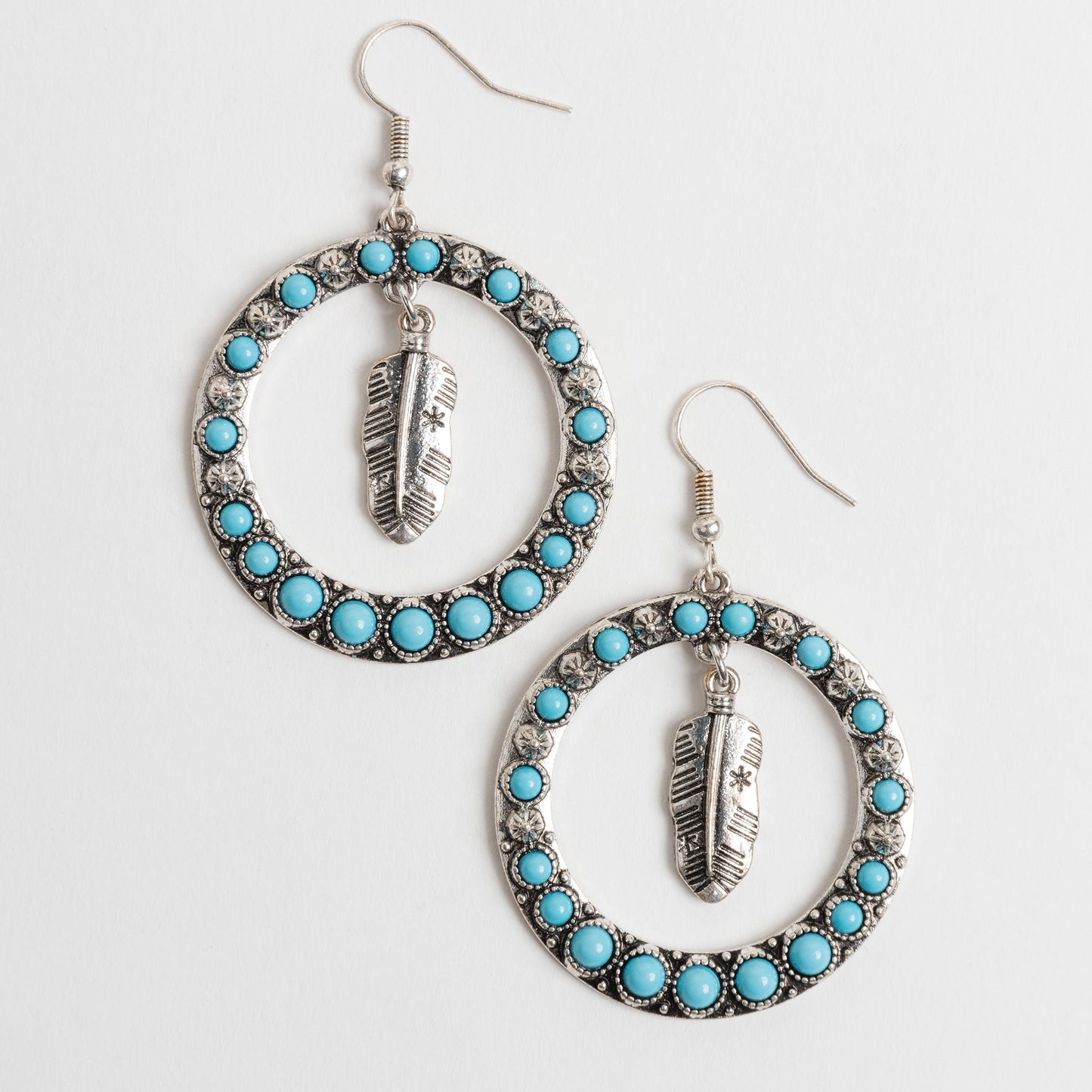 Blakely Feather Charm Hoop Drop Earrings