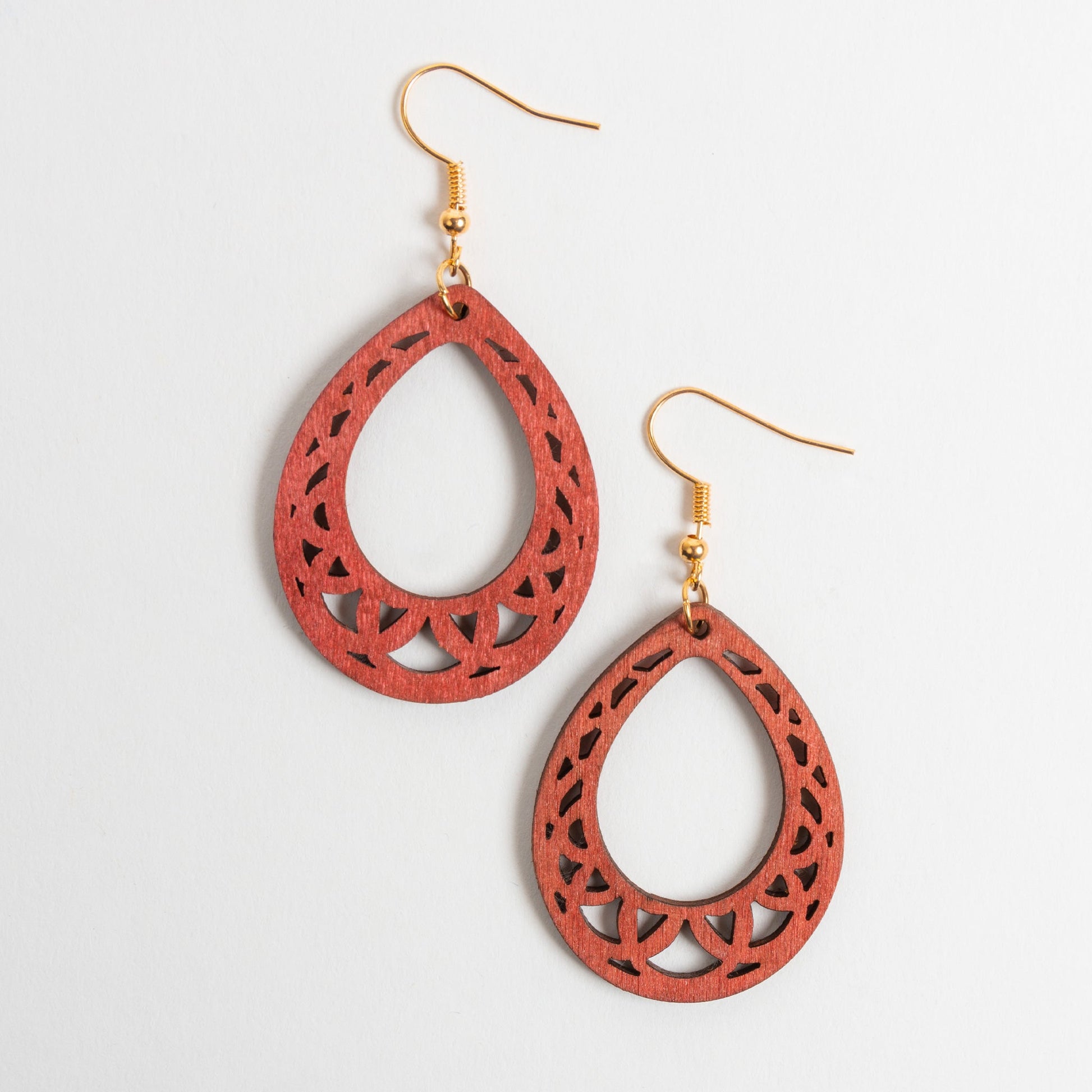 Samira Geometric Wood Oval Drop Earrings