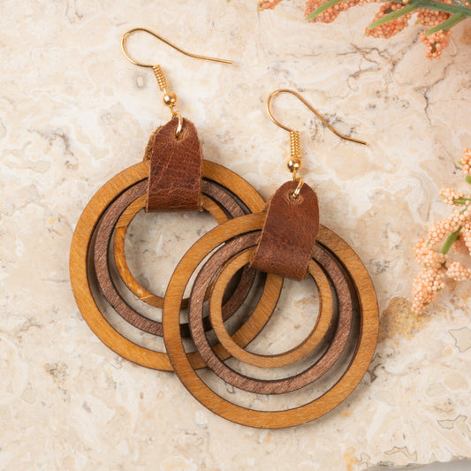 Samira Layered Wood Hoop Earrings