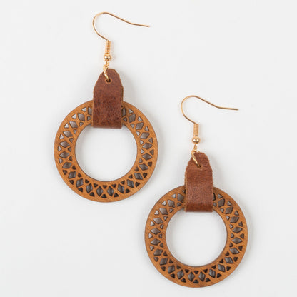 Samira Geometric Wood Hoop Earrings