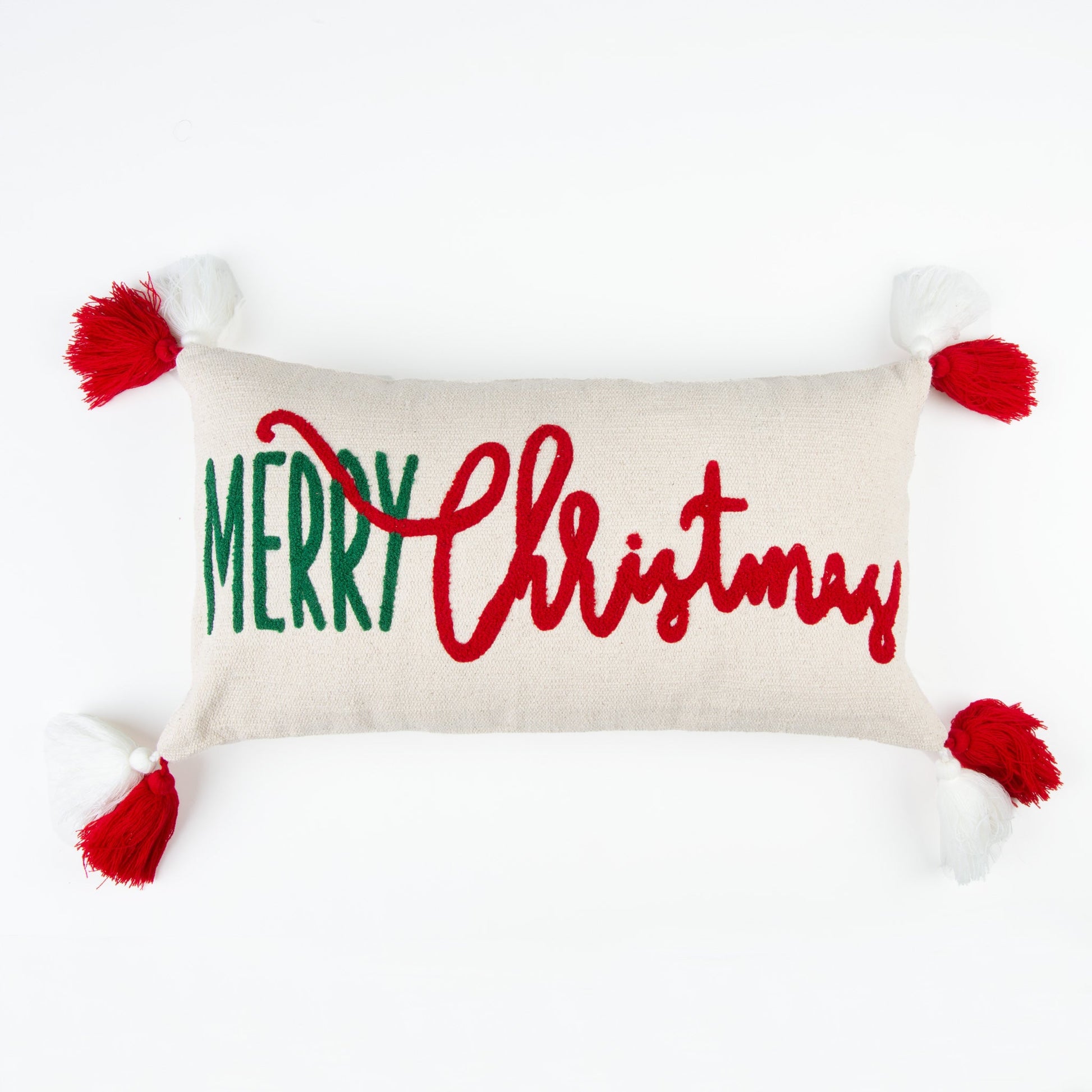 Elsie & Zoey  EZ Home Christmas 12X22 Merry Christmas Embroidered Lumbar Pillow