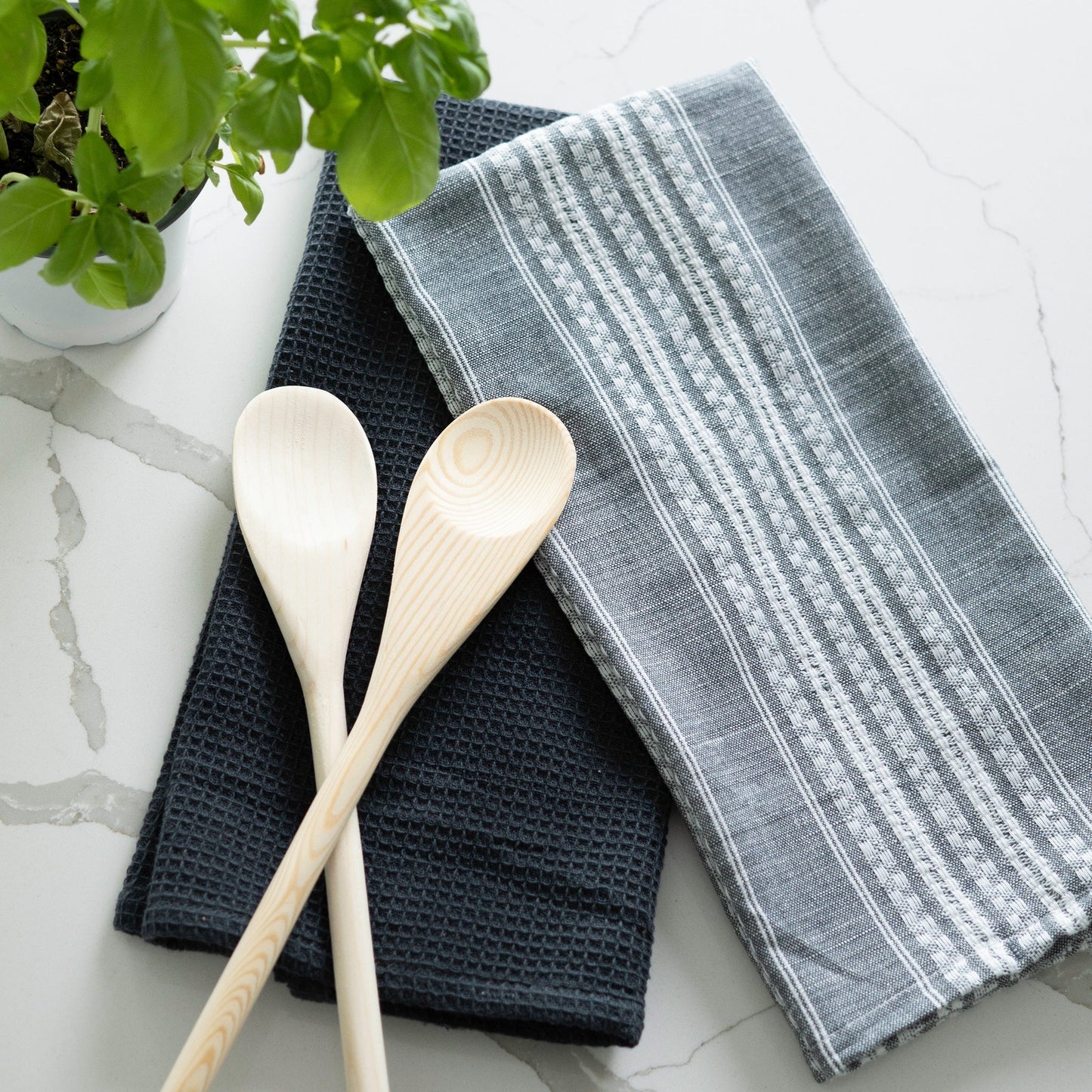 3 Piece Black Stripe Tea Towel Set