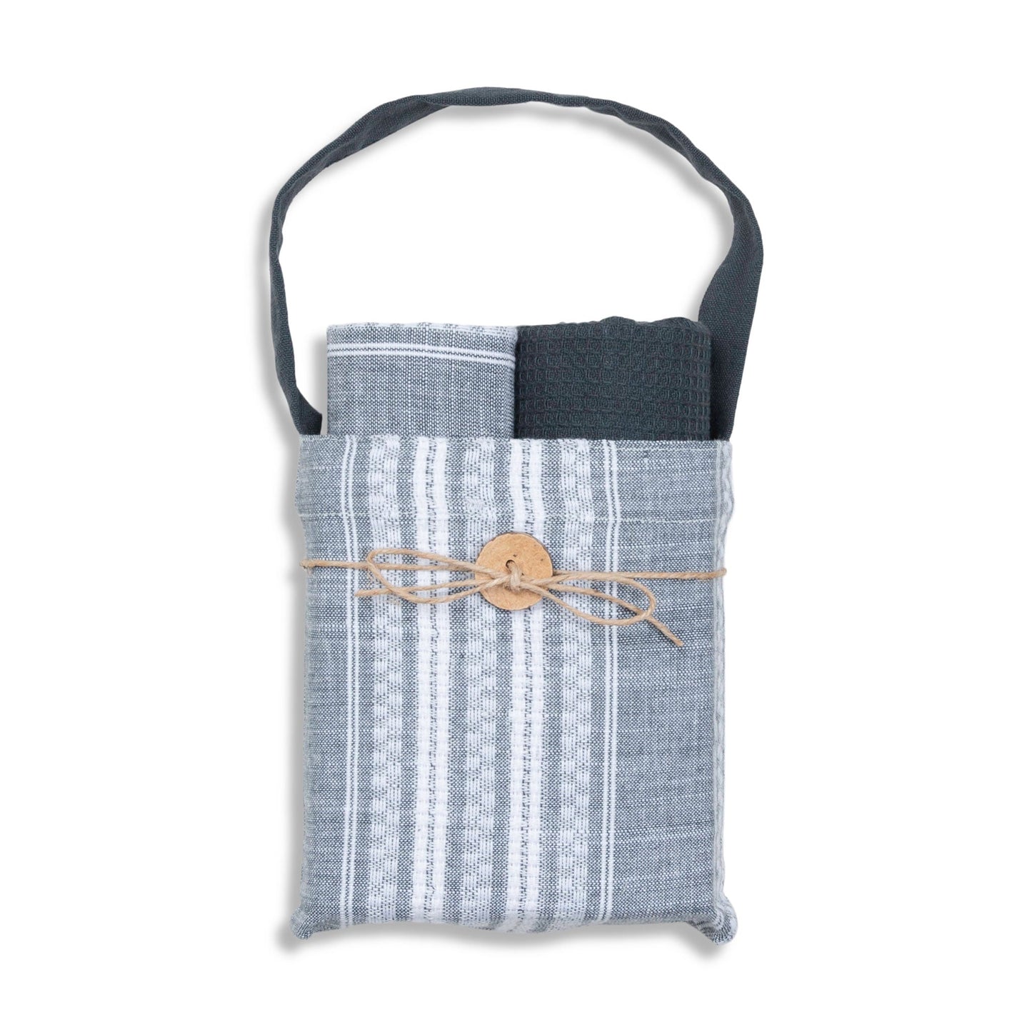 3 Piece Black Stripe Tea Towel Set